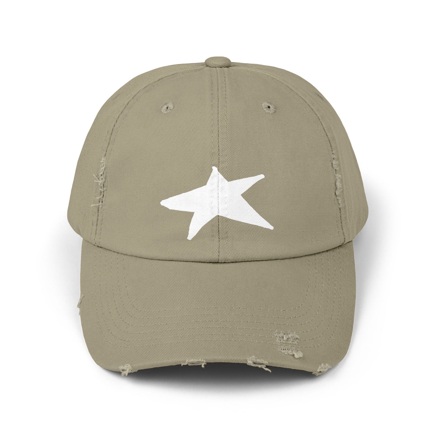 Unisex Distressed Cap with Star Design - Trendy & Comfortable Hat for Everyday Style