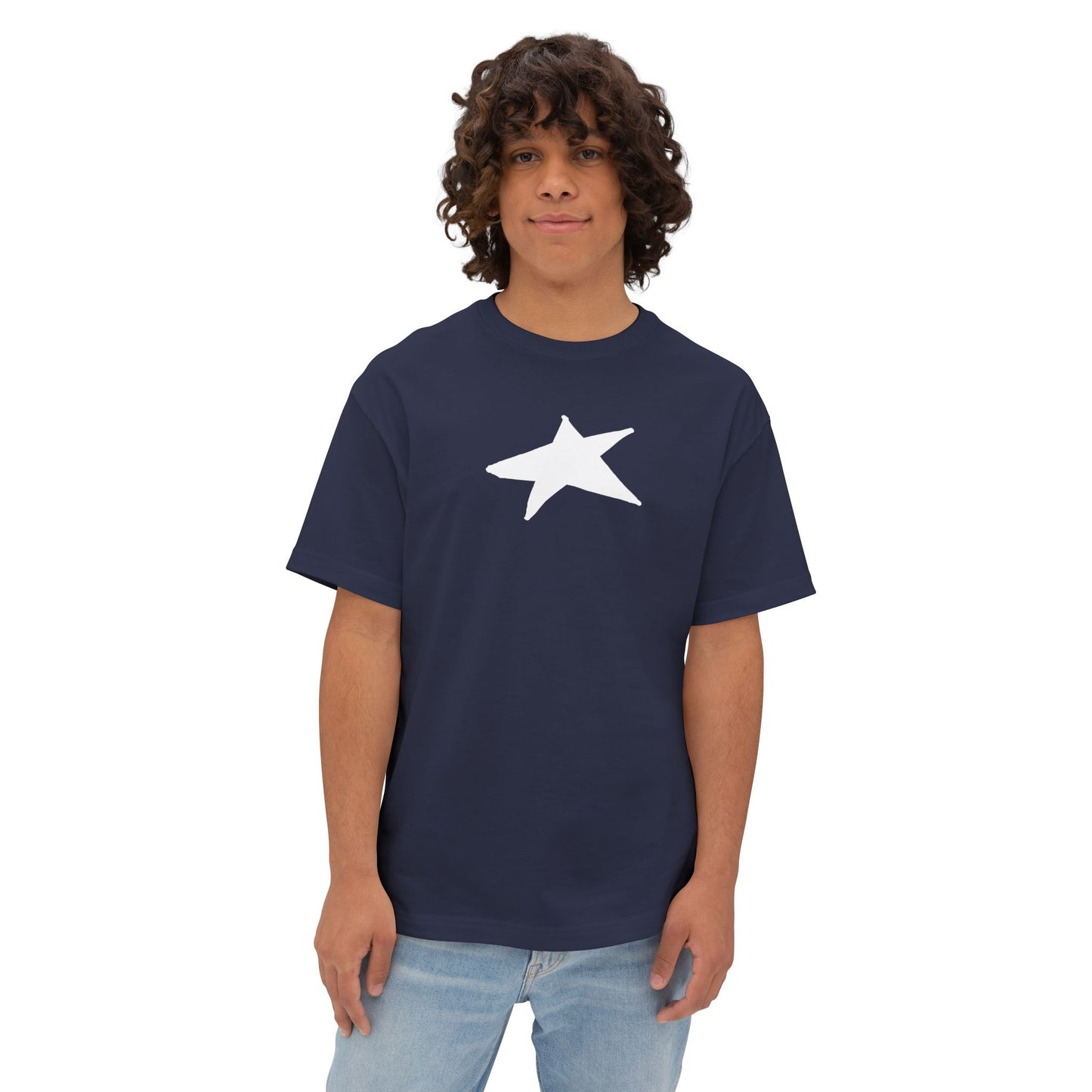 Star Unisex Oversized Boxy Tee — Dropped Shoulder Casual Tee (100% Cotton) | HERARTSSSS