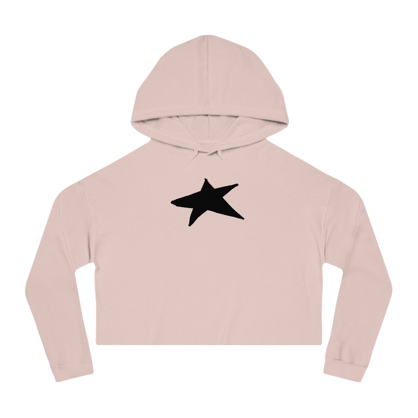 Chic Star Print Cropped Hoodie for Women - Trendy Lightweight Sweatshirt