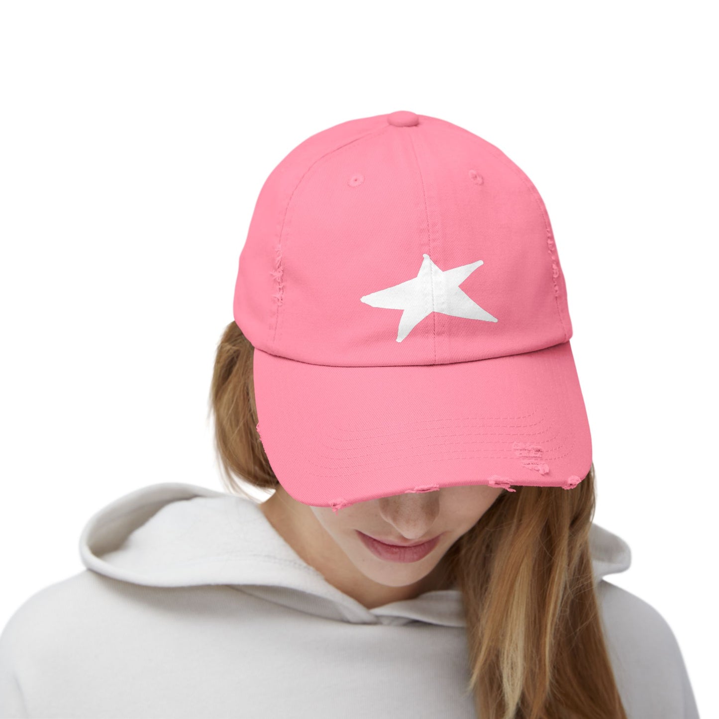 Unisex Distressed Cap with Star Design - Trendy & Comfortable Hat for Everyday Style