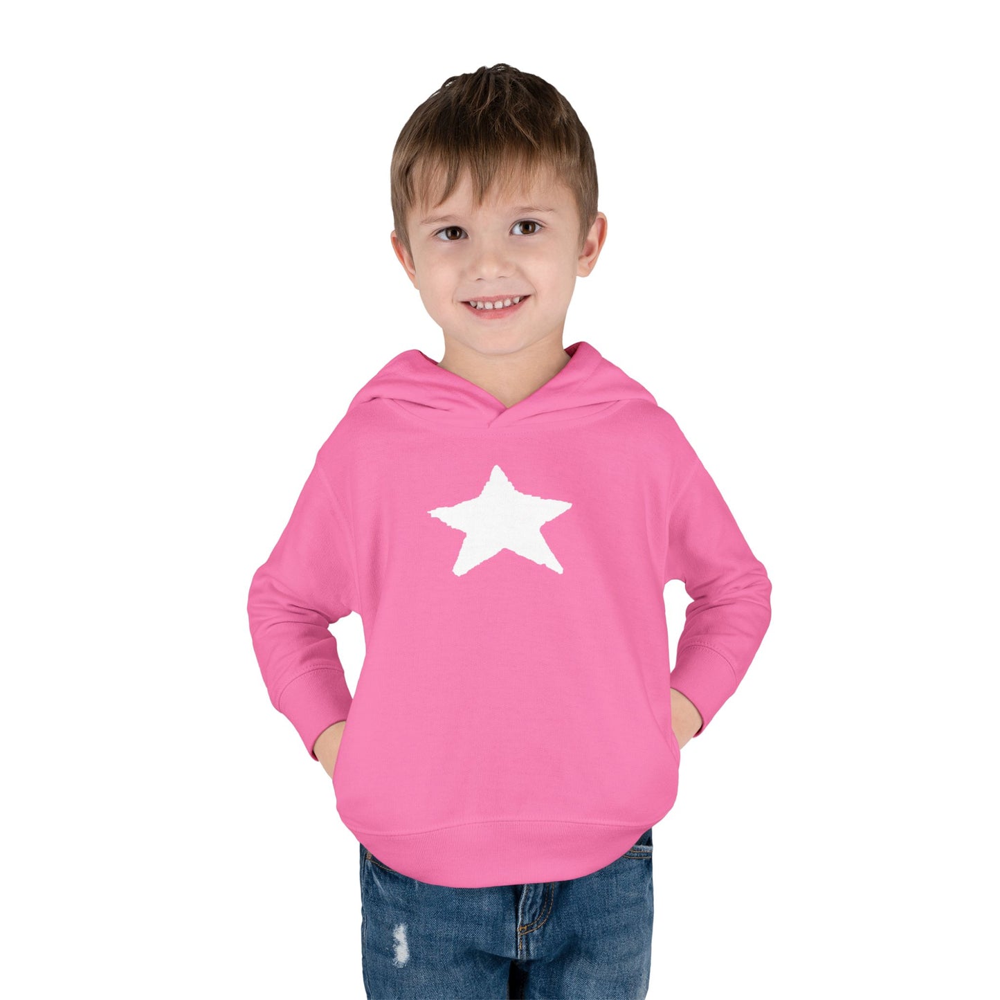 Bright Orange Toddler Fleece Hoodie with Star Design