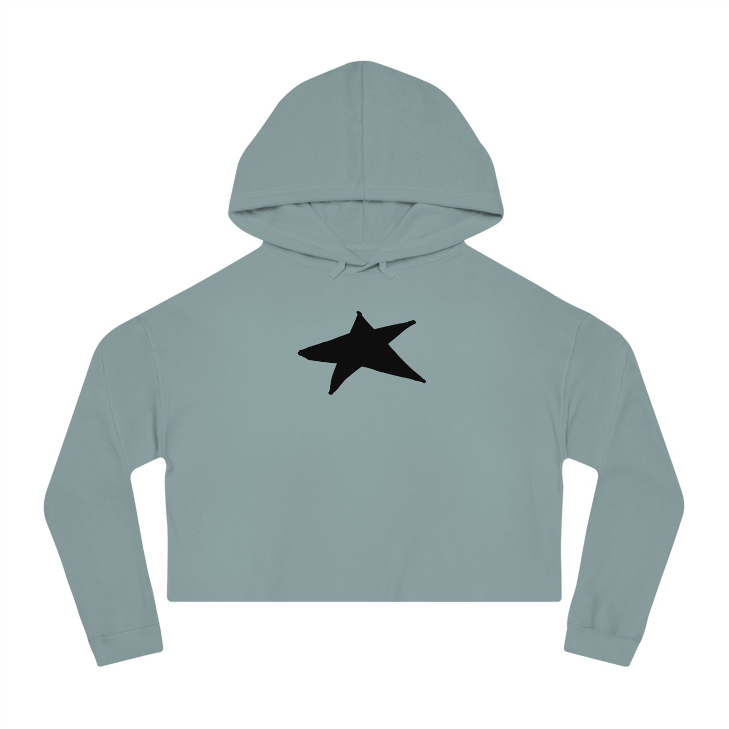 Chic Star Print Cropped Hoodie for Women - Trendy Lightweight Sweatshirt