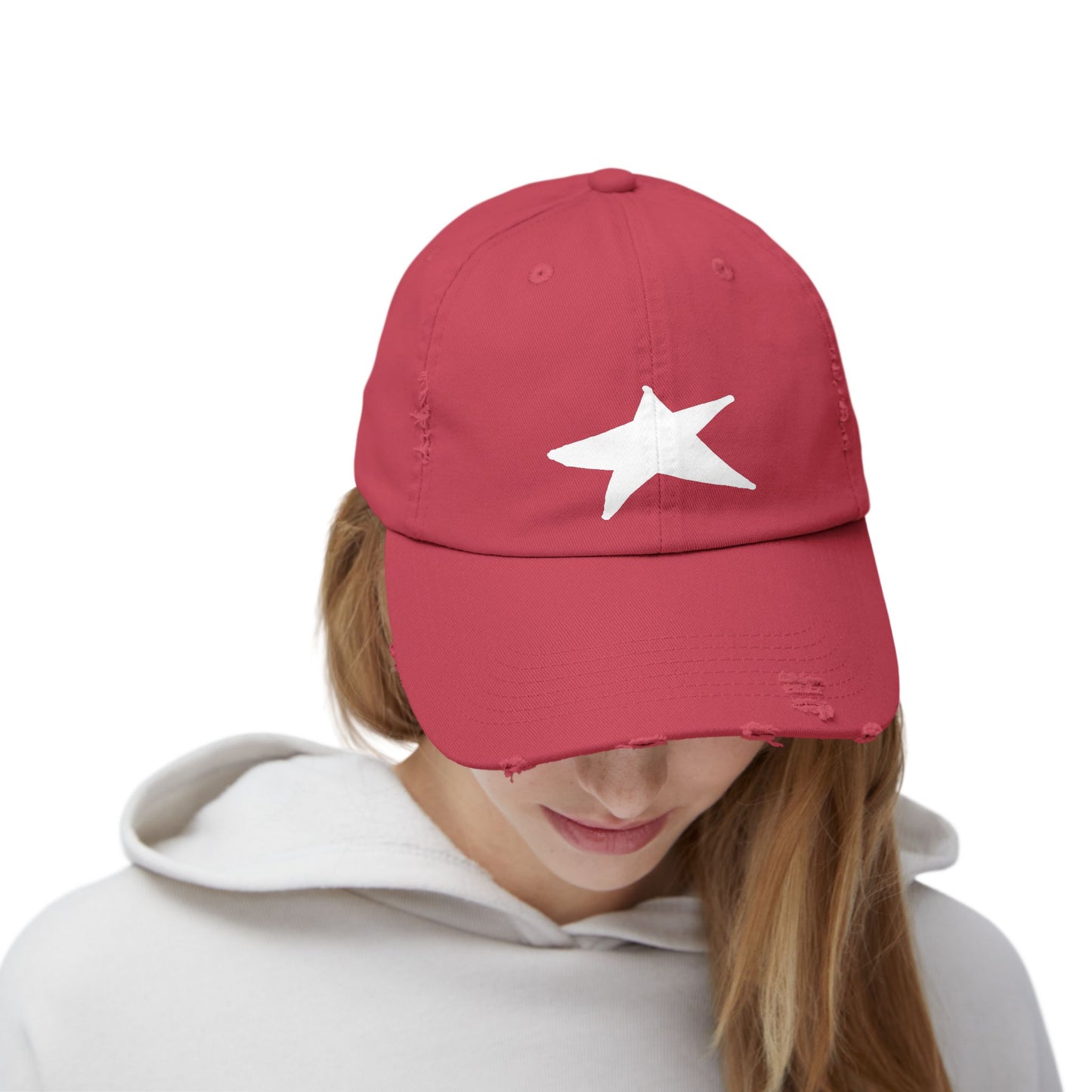 Unisex Distressed Cap with Star Design - Trendy & Comfortable Hat for Everyday Style