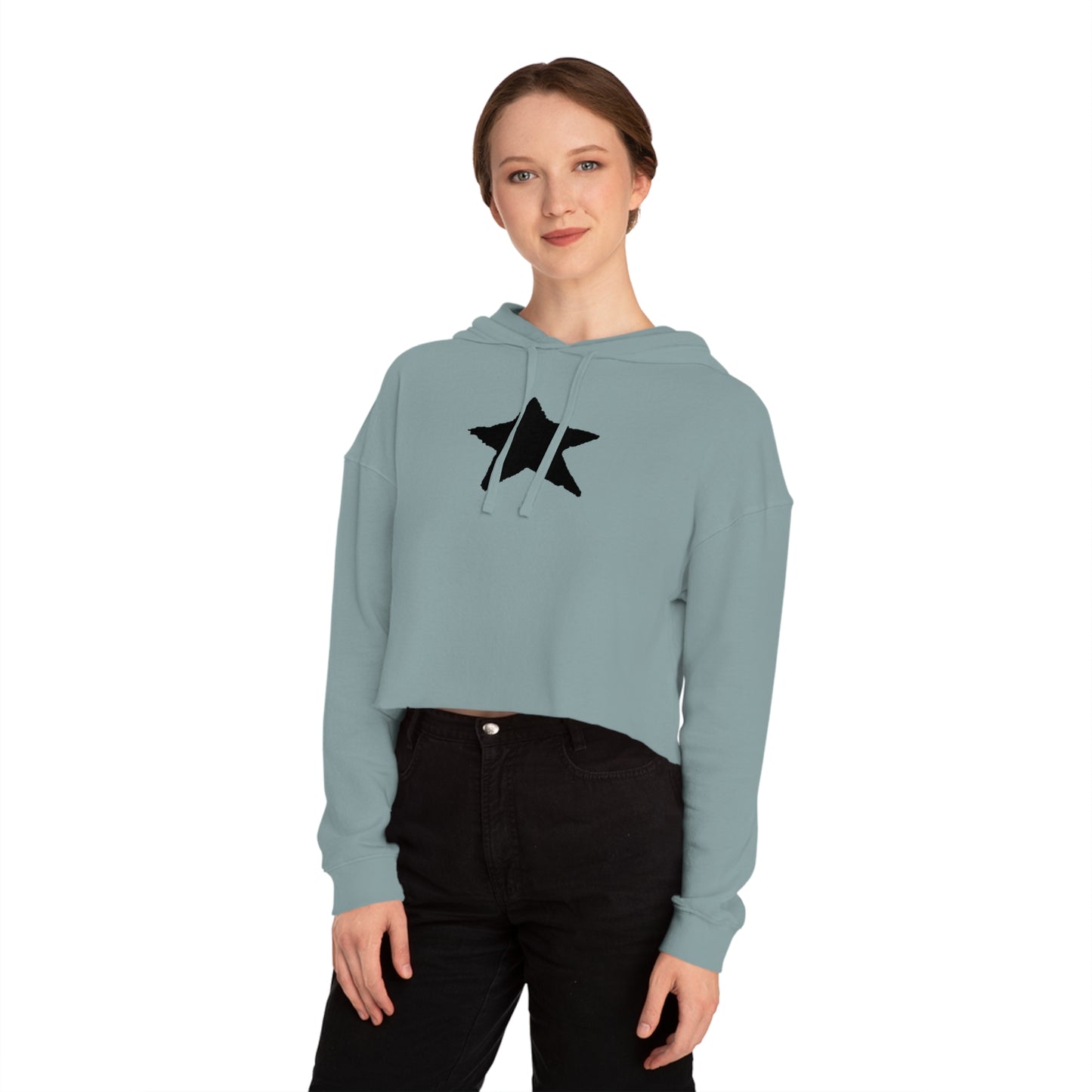 Star Print Women’s Cropped Hooded Sweatshirt - Trendy Casual Style for Everyday Wear