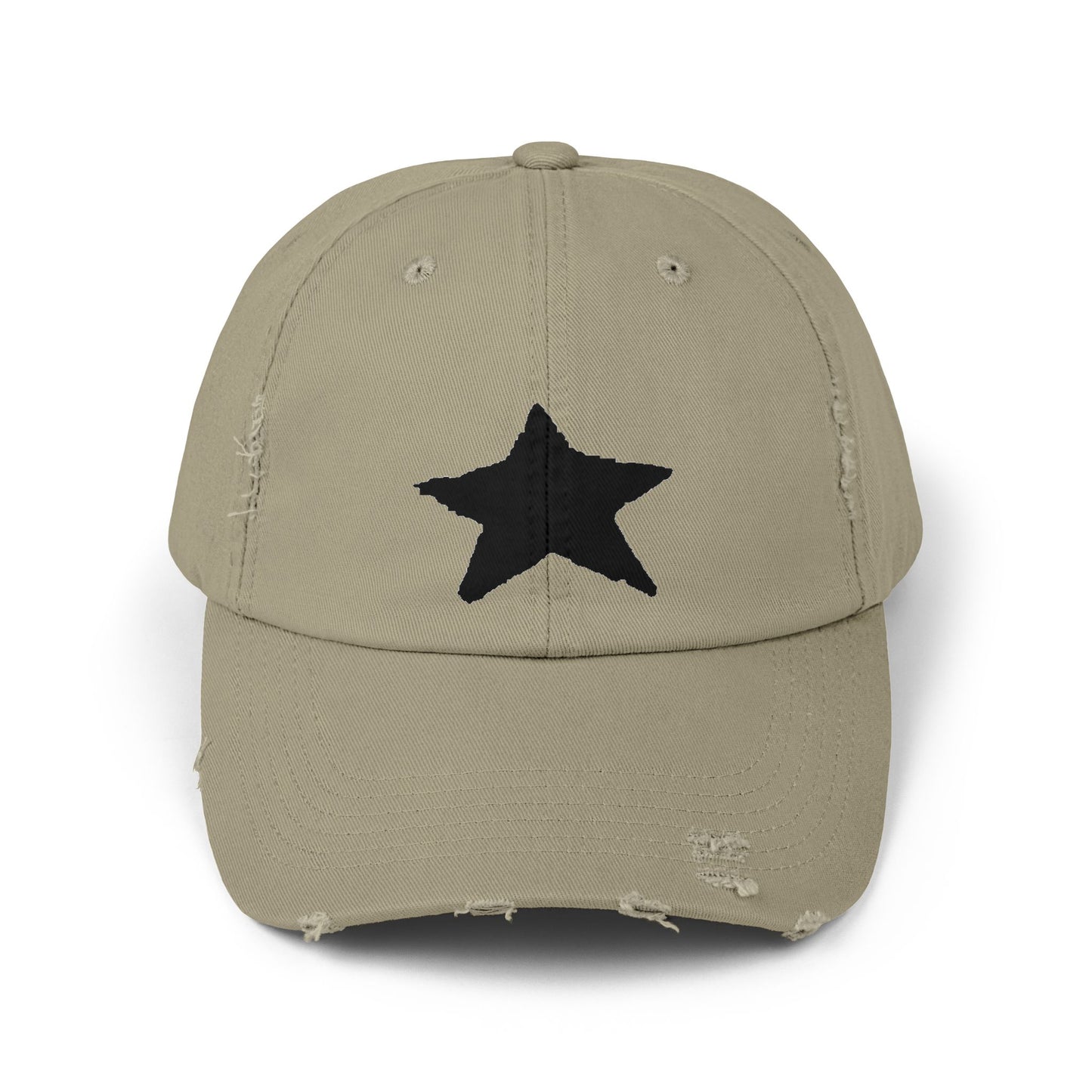 Distressed Cap - Vintage Style Star Print Adjustable Twill Dad Hat