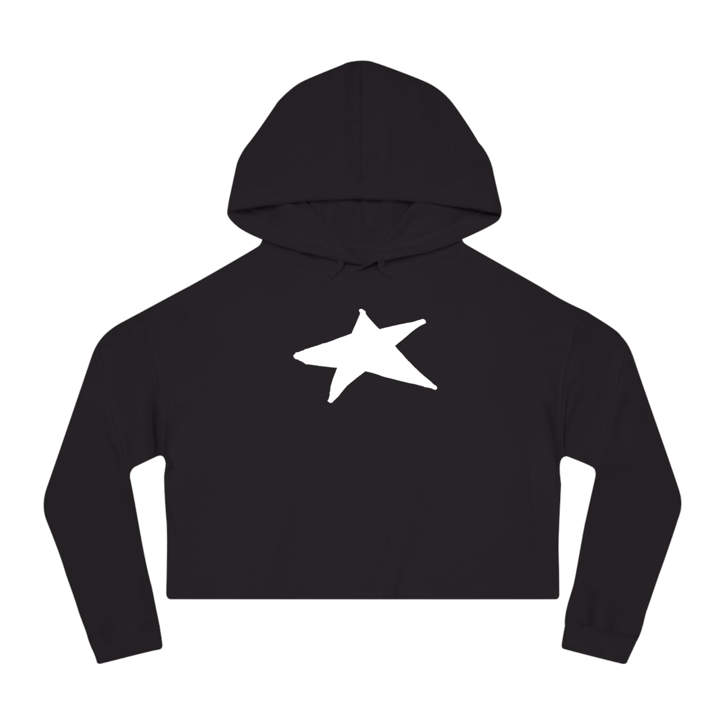 Chic Star-Embroidered Cropped Hoodie — Women's 80/20 Cotton-Poly