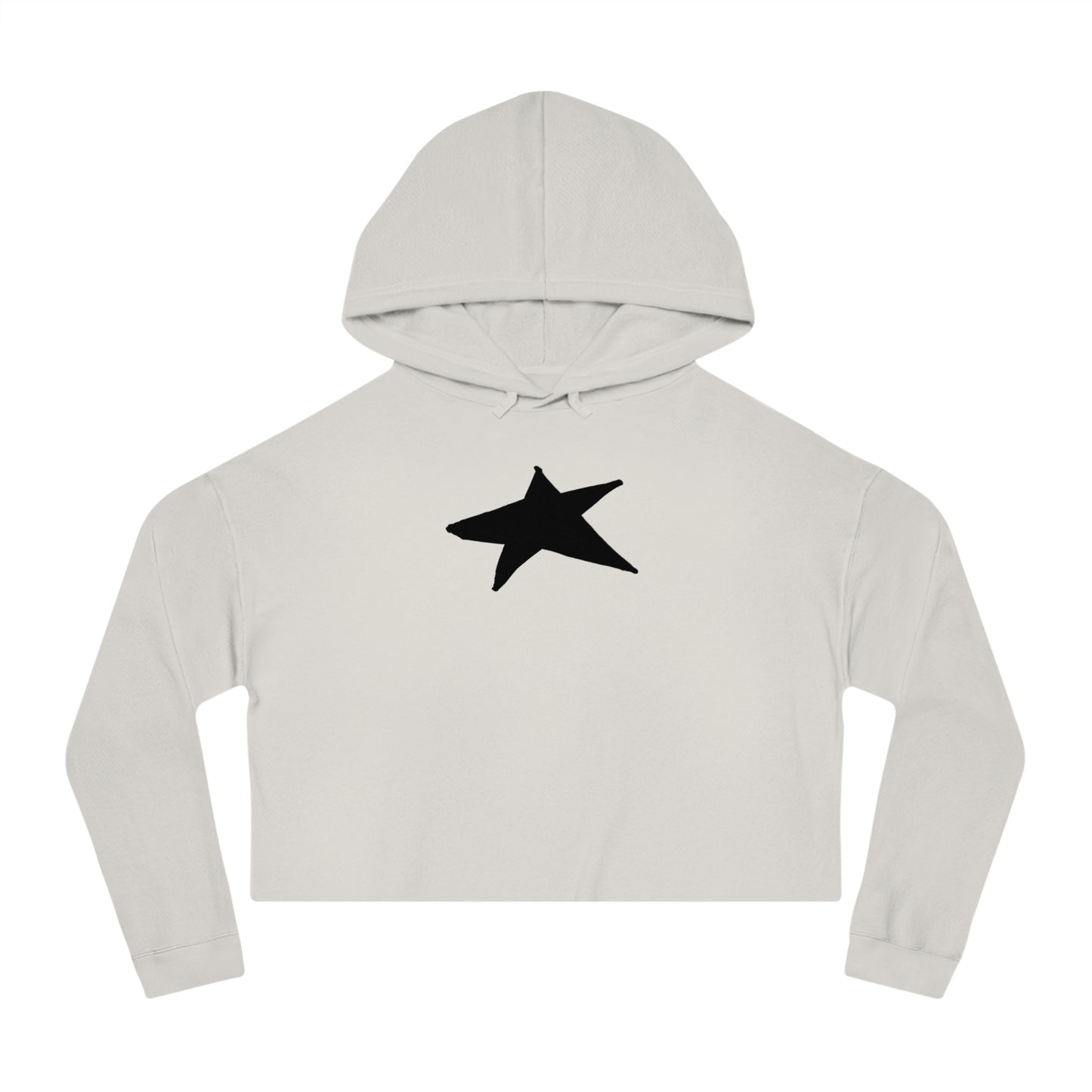 Chic Star Print Cropped Hoodie for Women - Trendy Lightweight Sweatshirt