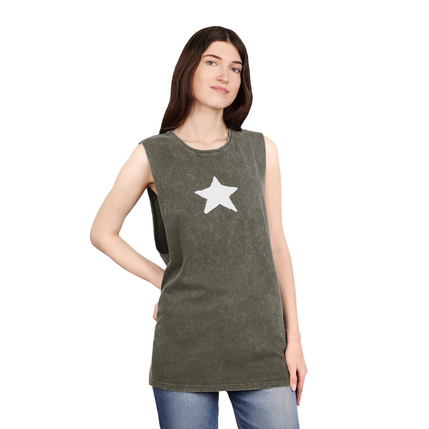 Unisex Stonewash Star Tank Top - Casual Vintage Style for Every Occasion