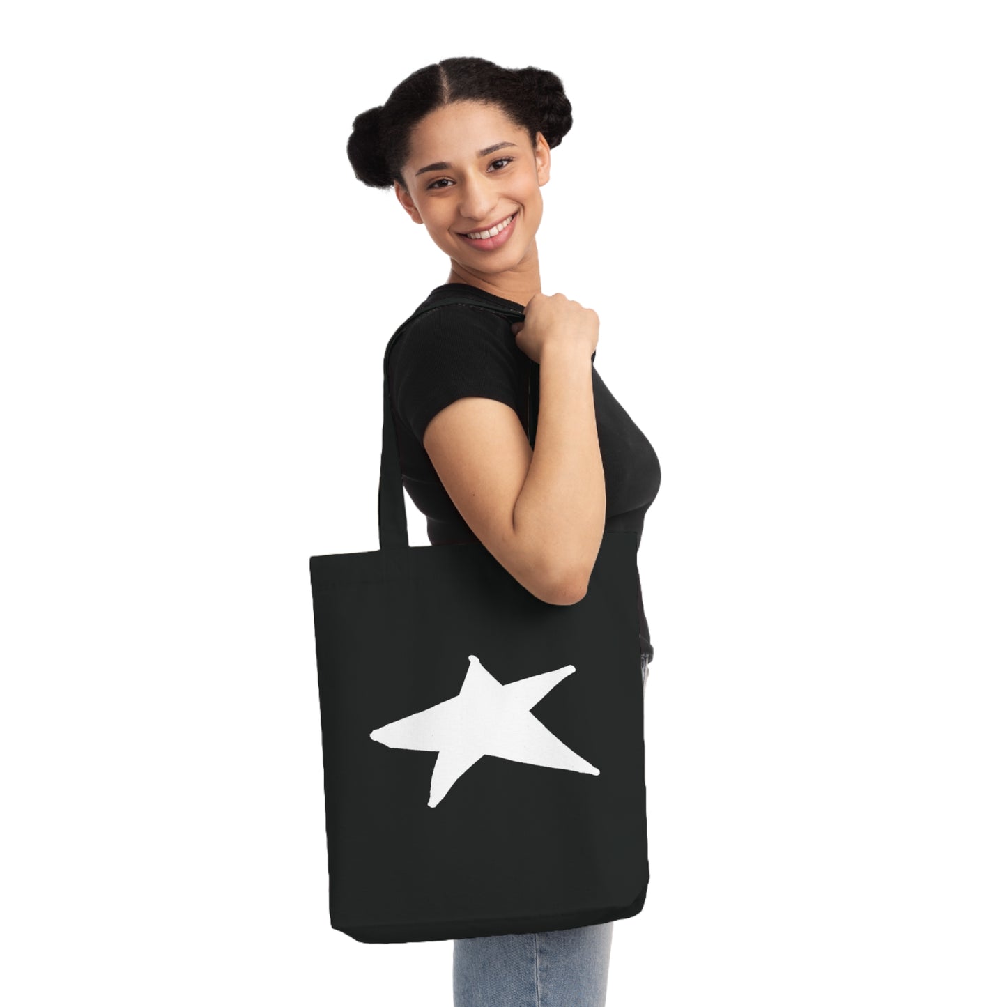Star Woven Tote Bag — 80% Recycled Cotton Canvas, Durable Shaping Bottom