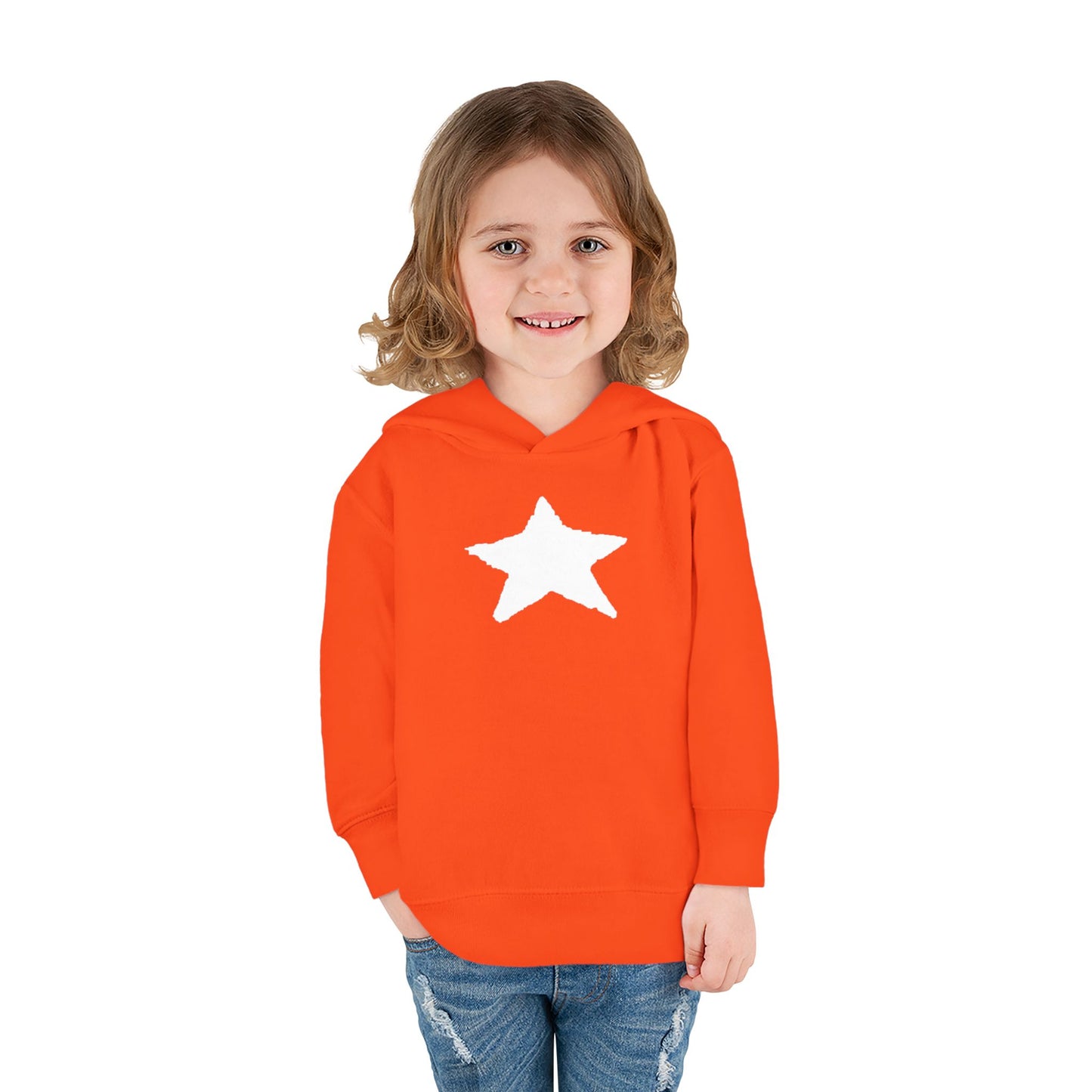 Bright Orange Toddler Fleece Hoodie with Star Design