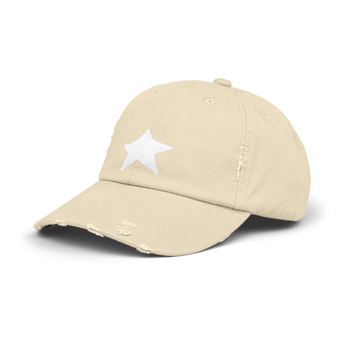 Unisex Distressed Cap with Star Design - Trendy Casual Style