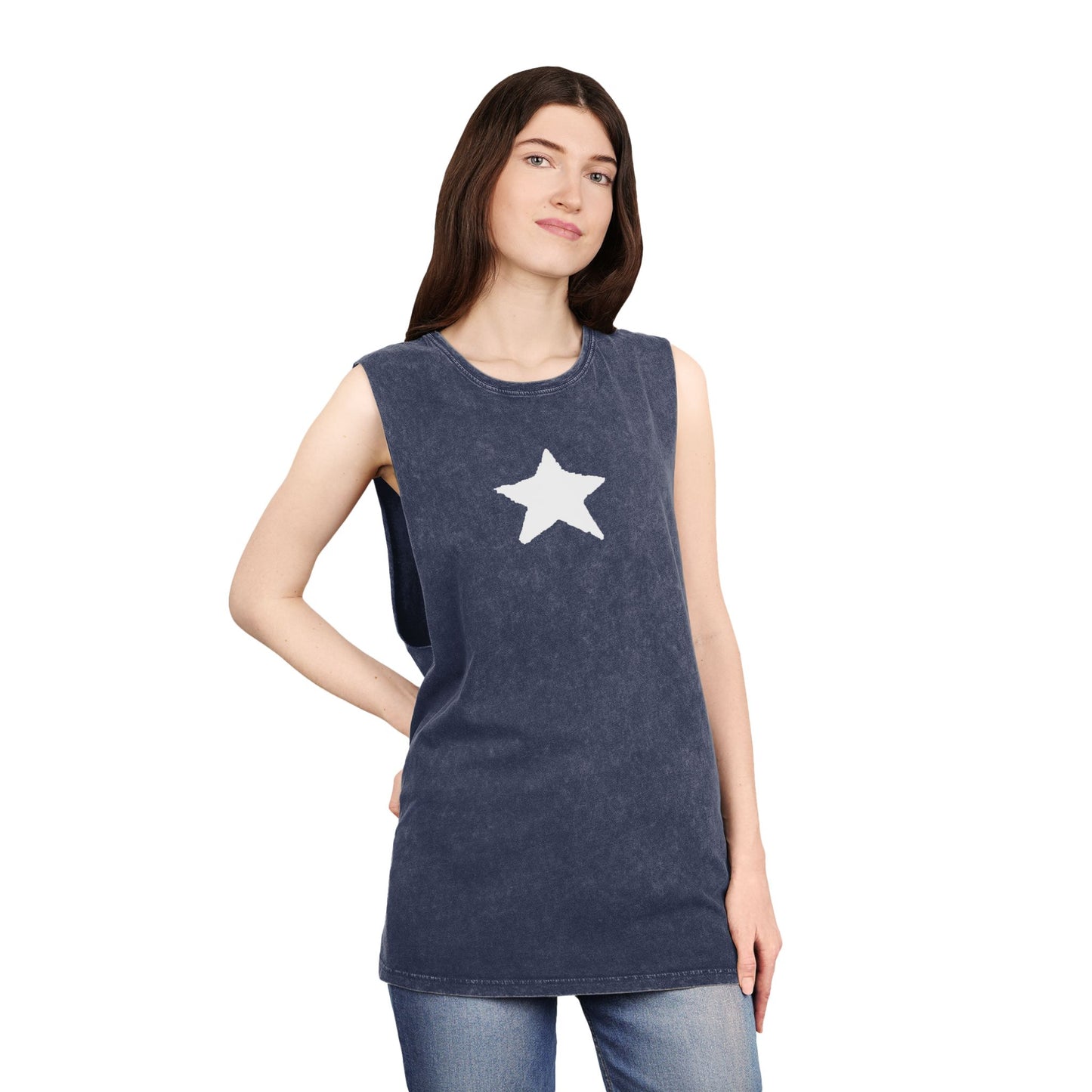 Unisex Stonewash Star Tank Top - Casual Vintage Style for Every Occasion