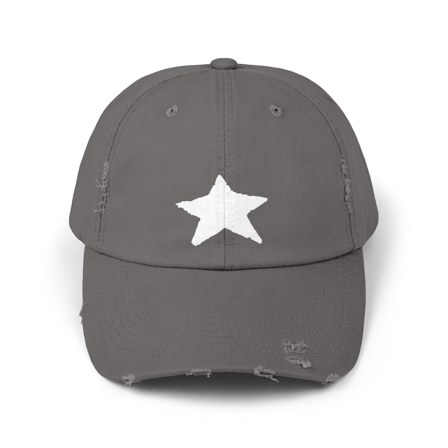 Unisex Distressed Cap with Star Design - Trendy Casual Style