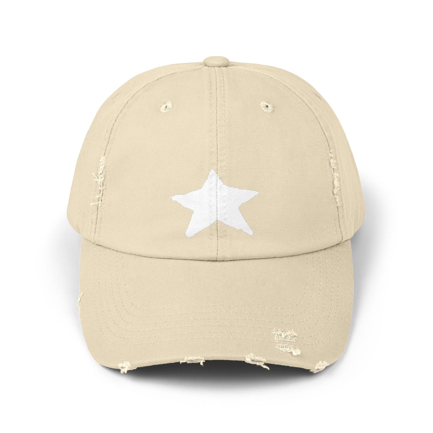 Unisex Distressed Cap with Star Design - Trendy Casual Style