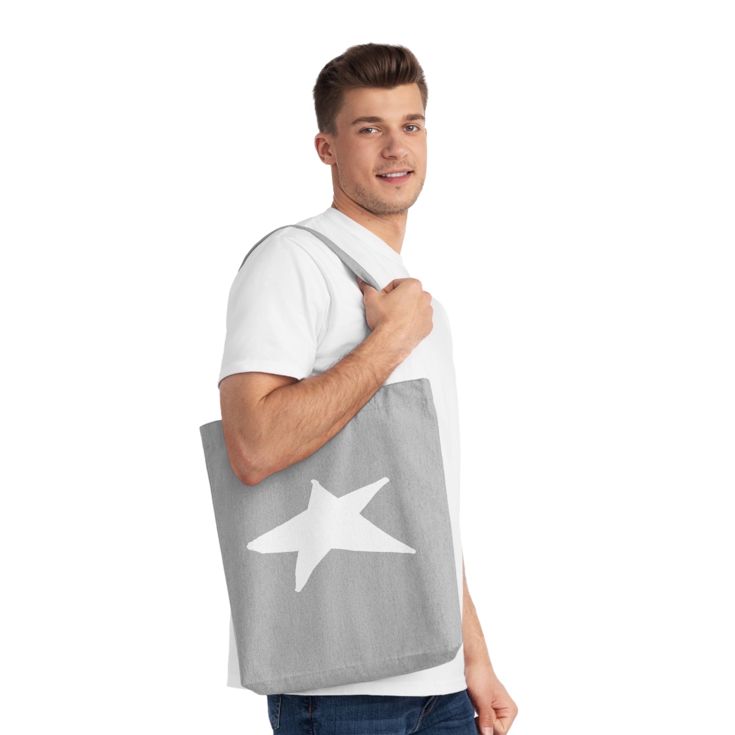 Star Woven Tote Bag — 80% Recycled Cotton Canvas, Durable Shaping Bottom