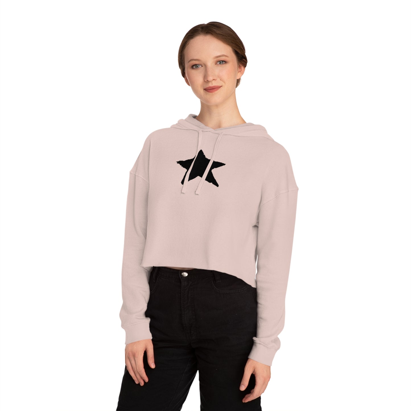 Star Print Women’s Cropped Hooded Sweatshirt - Trendy Casual Style for Everyday Wear
