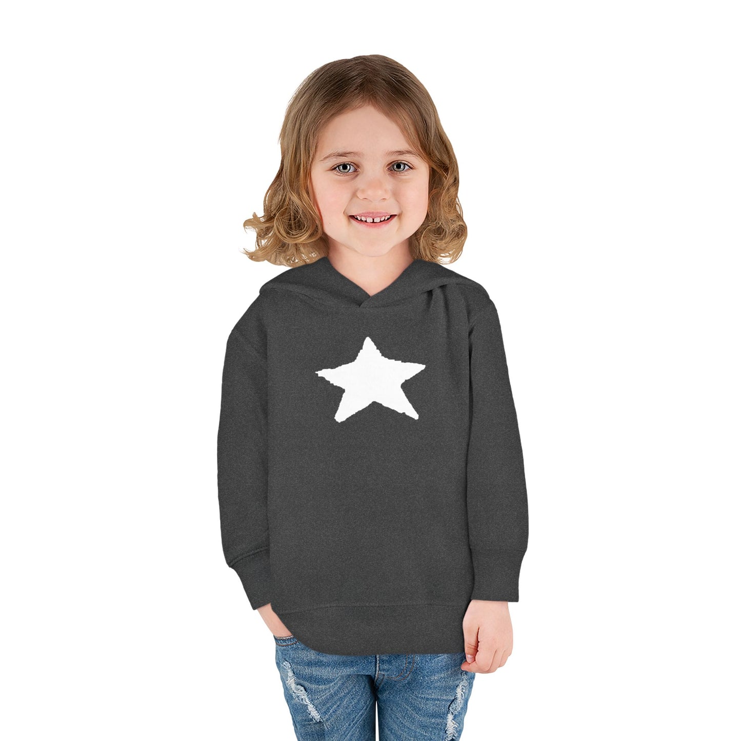 Bright Orange Toddler Fleece Hoodie with Star Design