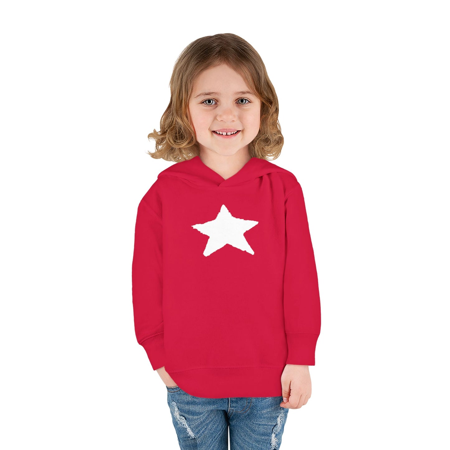 Bright Orange Toddler Fleece Hoodie with Star Design