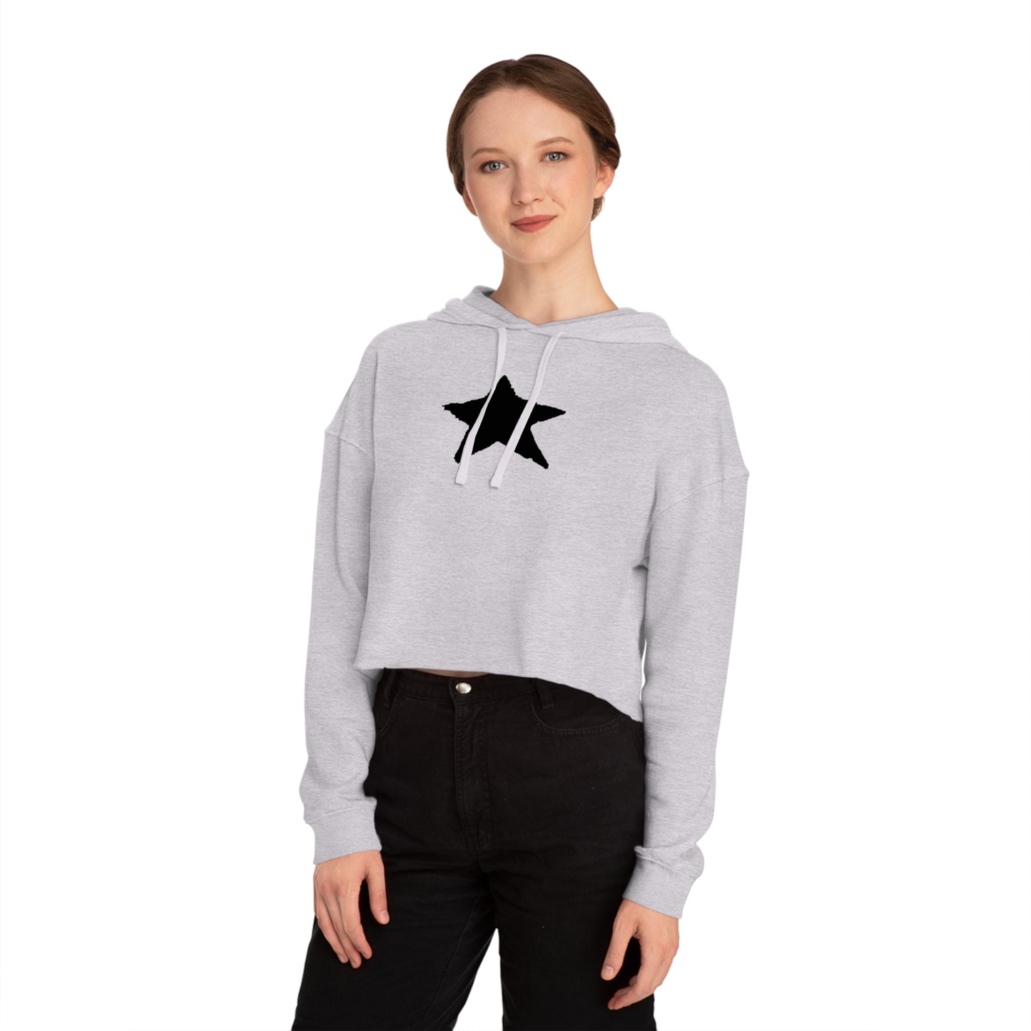 Star Print Women’s Cropped Hooded Sweatshirt - Trendy Casual Style for Everyday Wear