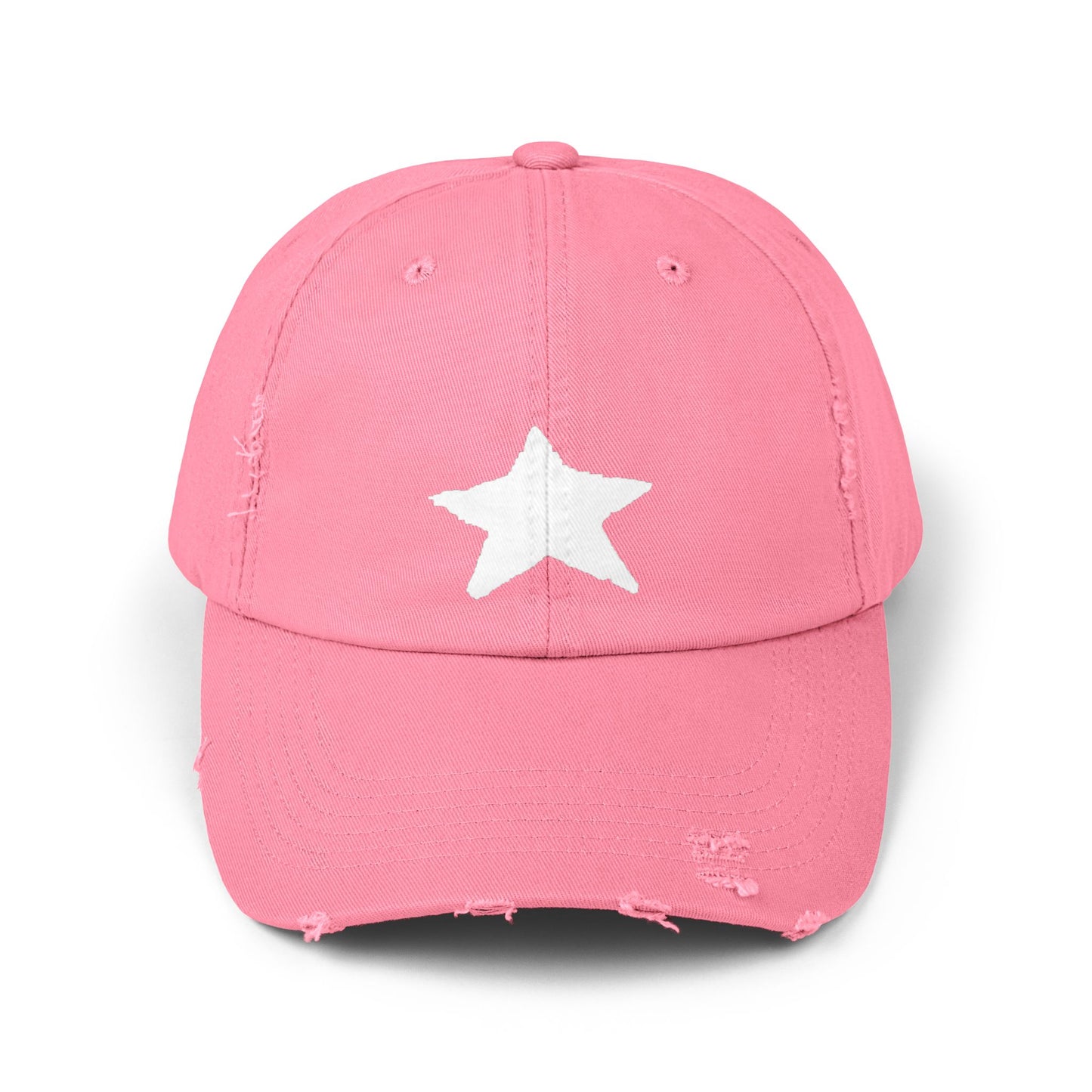 Unisex Distressed Cap with Star Design - Trendy Casual Style
