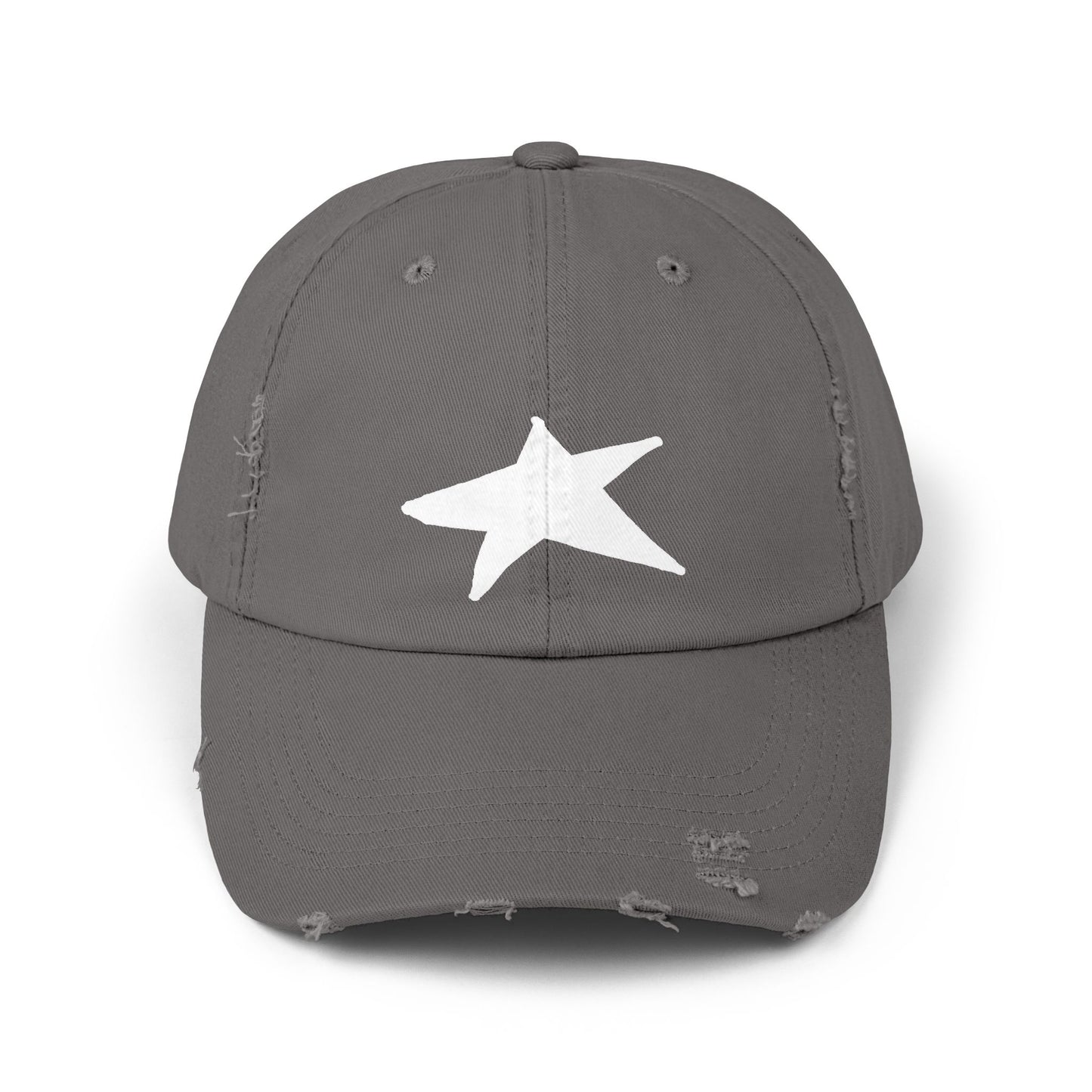 Unisex Distressed Cap with Star Design - Trendy & Comfortable Hat for Everyday Style