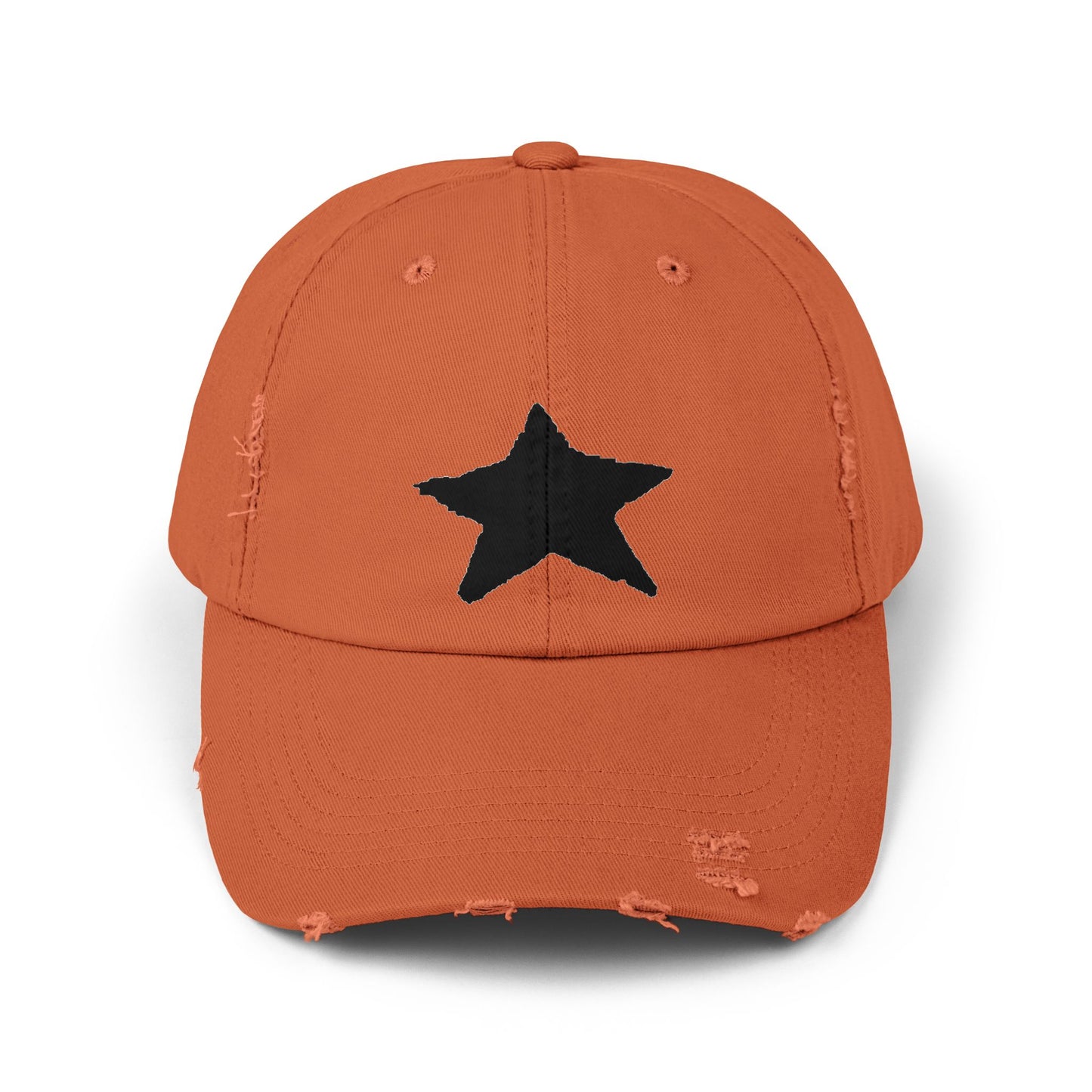 Distressed Cap - Vintage Style Star Print Adjustable Twill Dad Hat