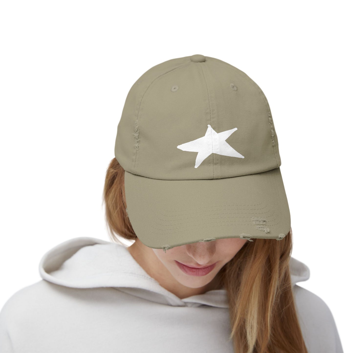Unisex Distressed Cap with Star Design - Trendy & Comfortable Hat for Everyday Style
