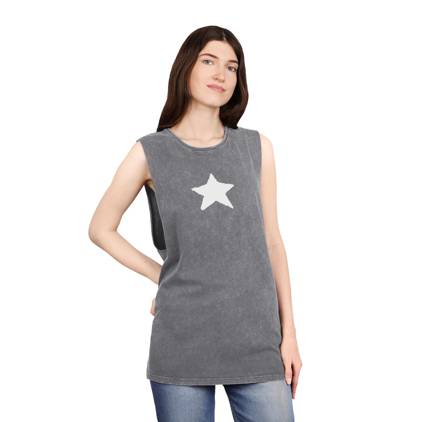 Unisex Stonewash Star Tank Top - Casual Vintage Style for Every Occasion