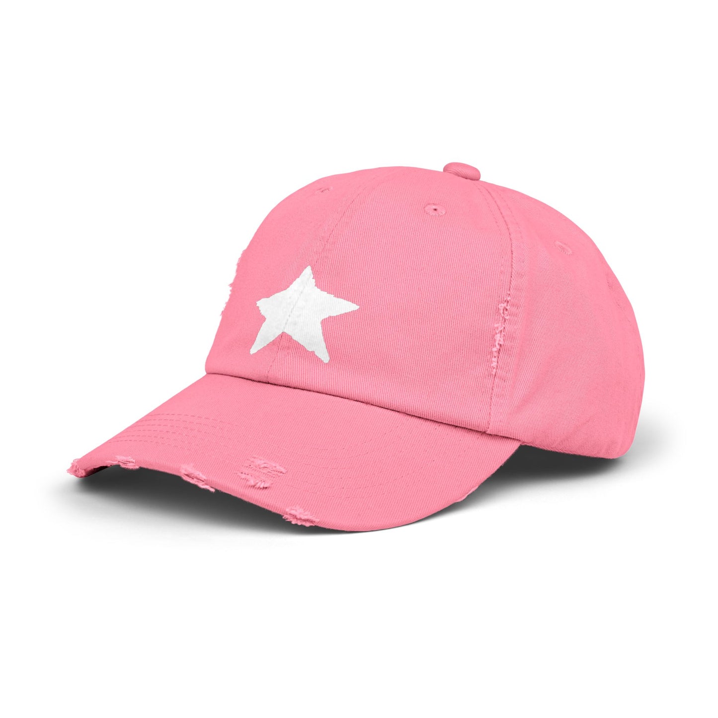 Unisex Distressed Cap with Star Design - Trendy Casual Style