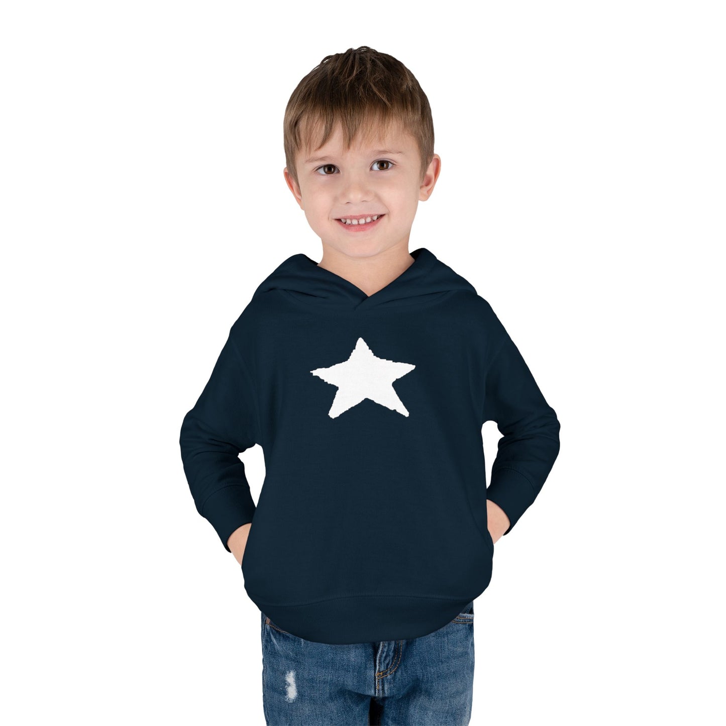 Bright Orange Toddler Fleece Hoodie with Star Design