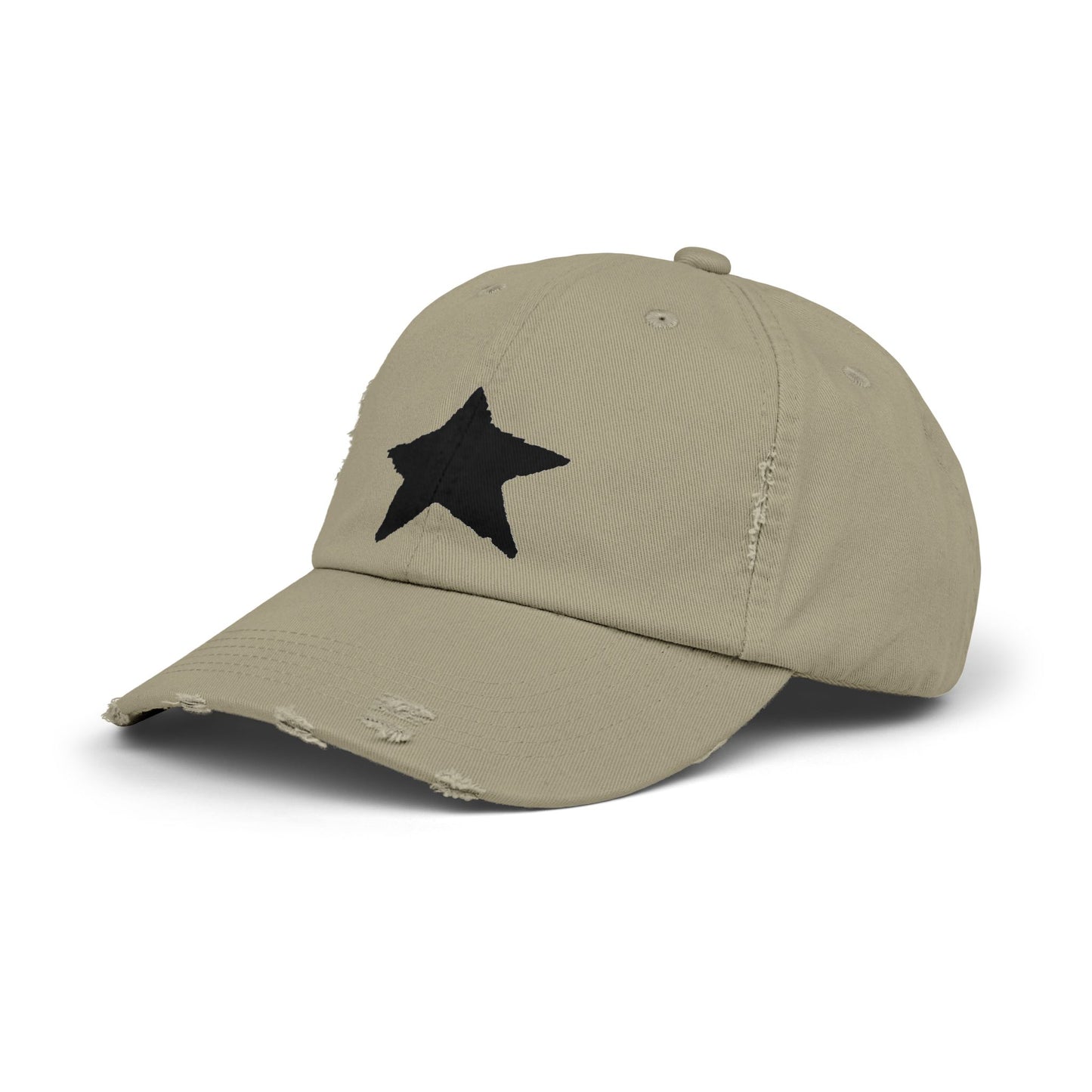 Distressed Cap - Vintage Style Star Print Adjustable Twill Dad Hat