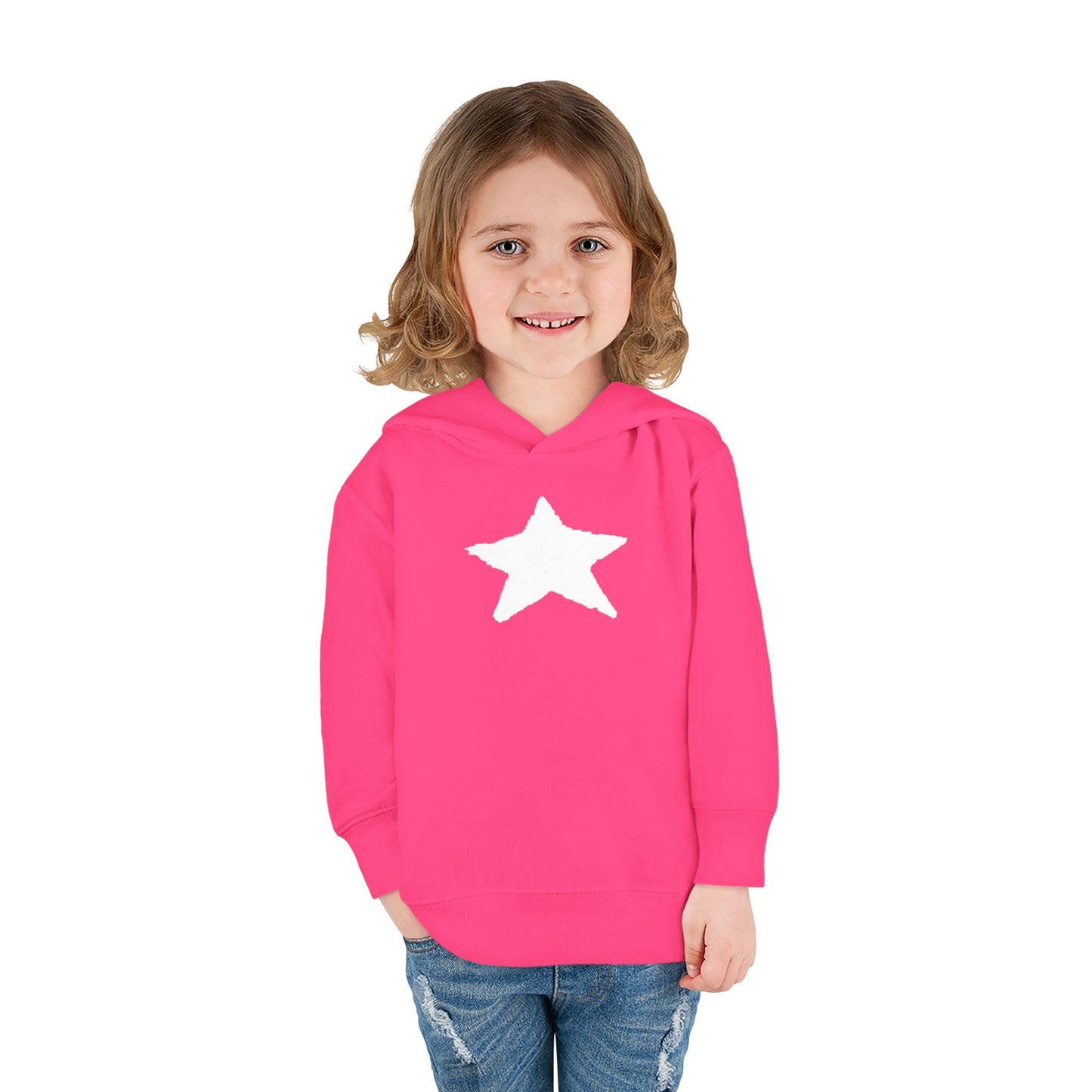 Bright Orange Toddler Fleece Hoodie with Star Design