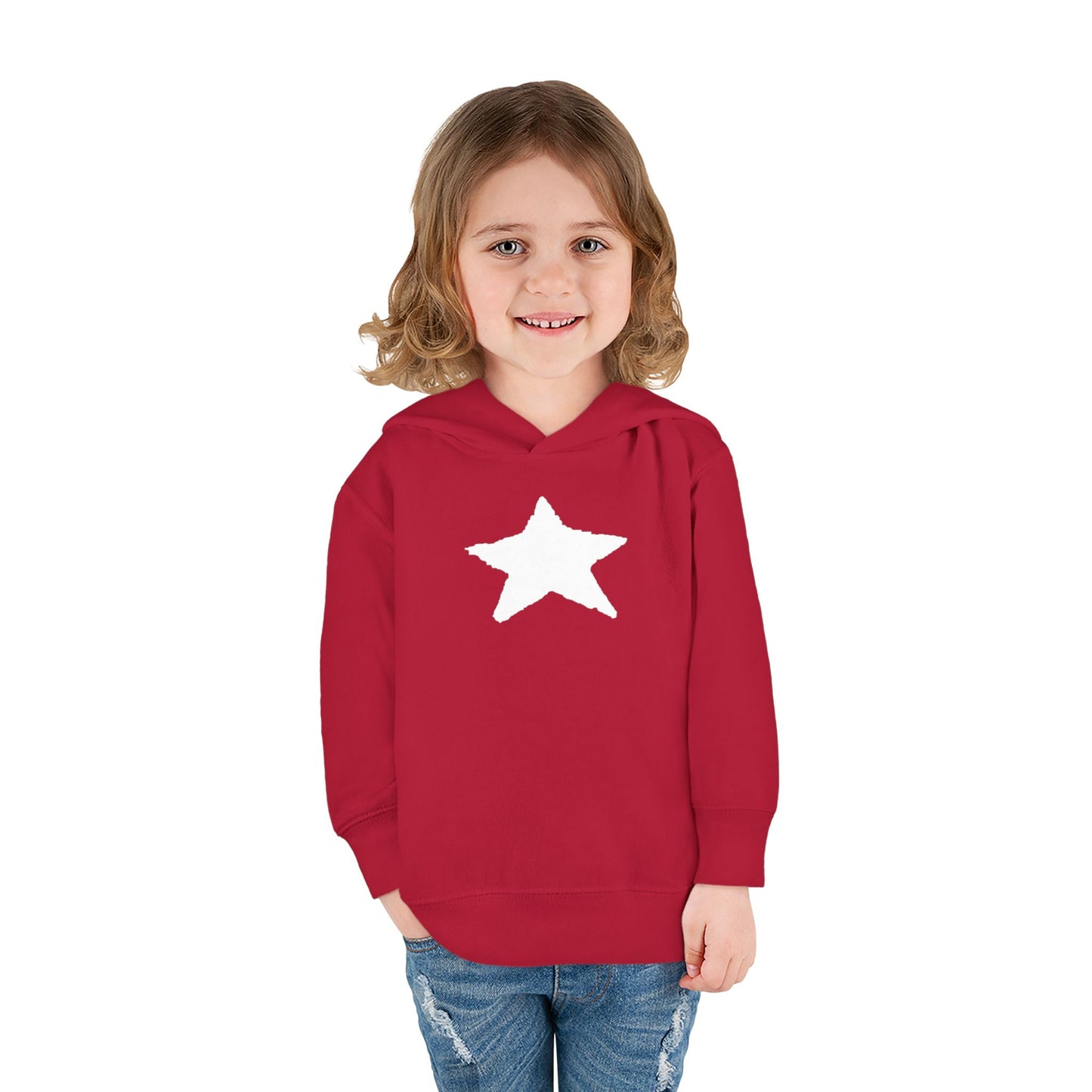 Bright Orange Toddler Fleece Hoodie with Star Design
