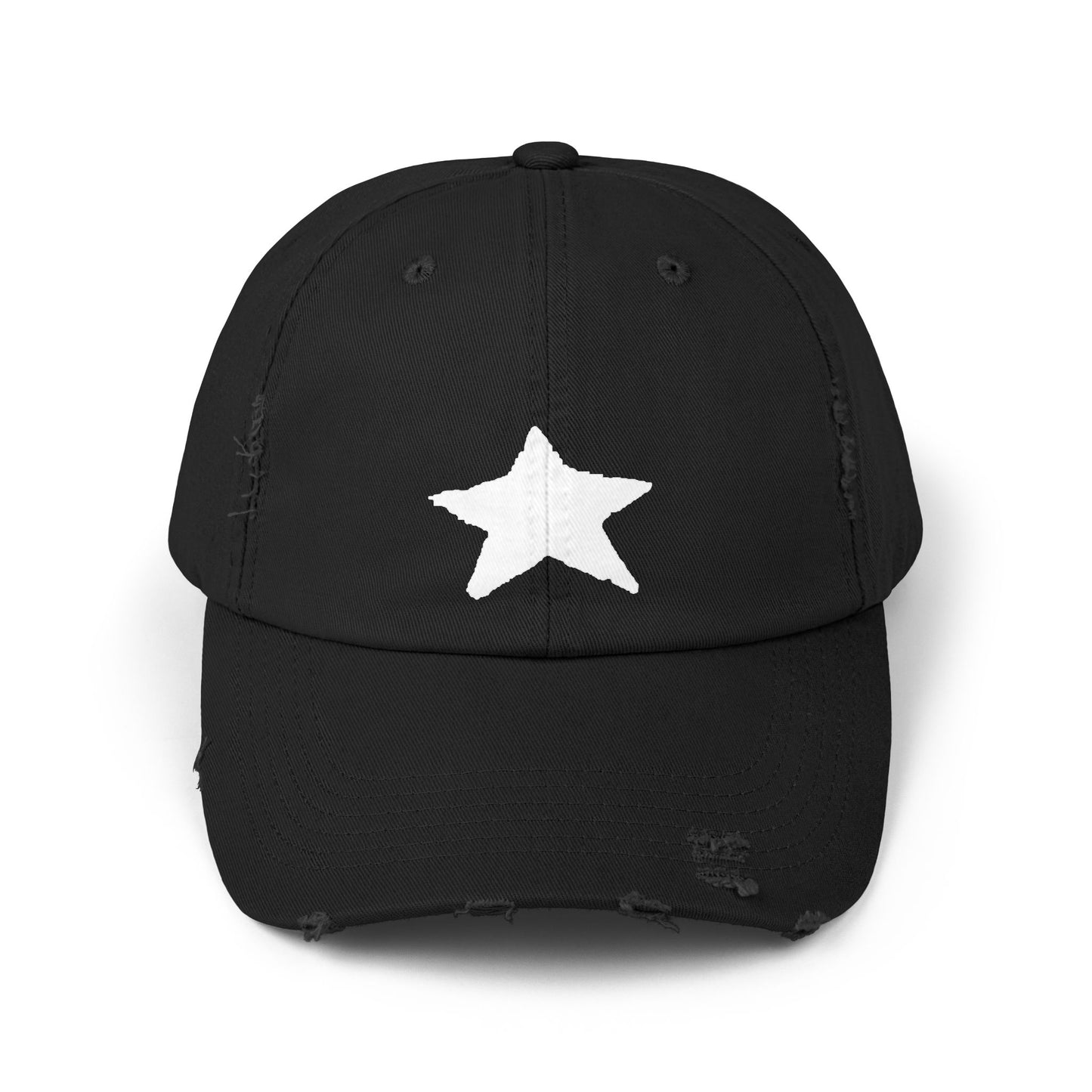 Unisex Distressed Cap with Star Design - Trendy Casual Style