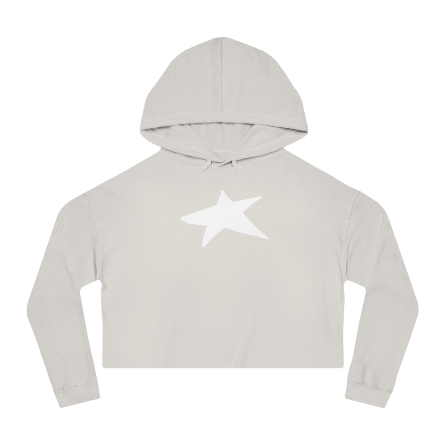 Chic Star-Embroidered Cropped Hoodie — Women's 80/20 Cotton-Poly