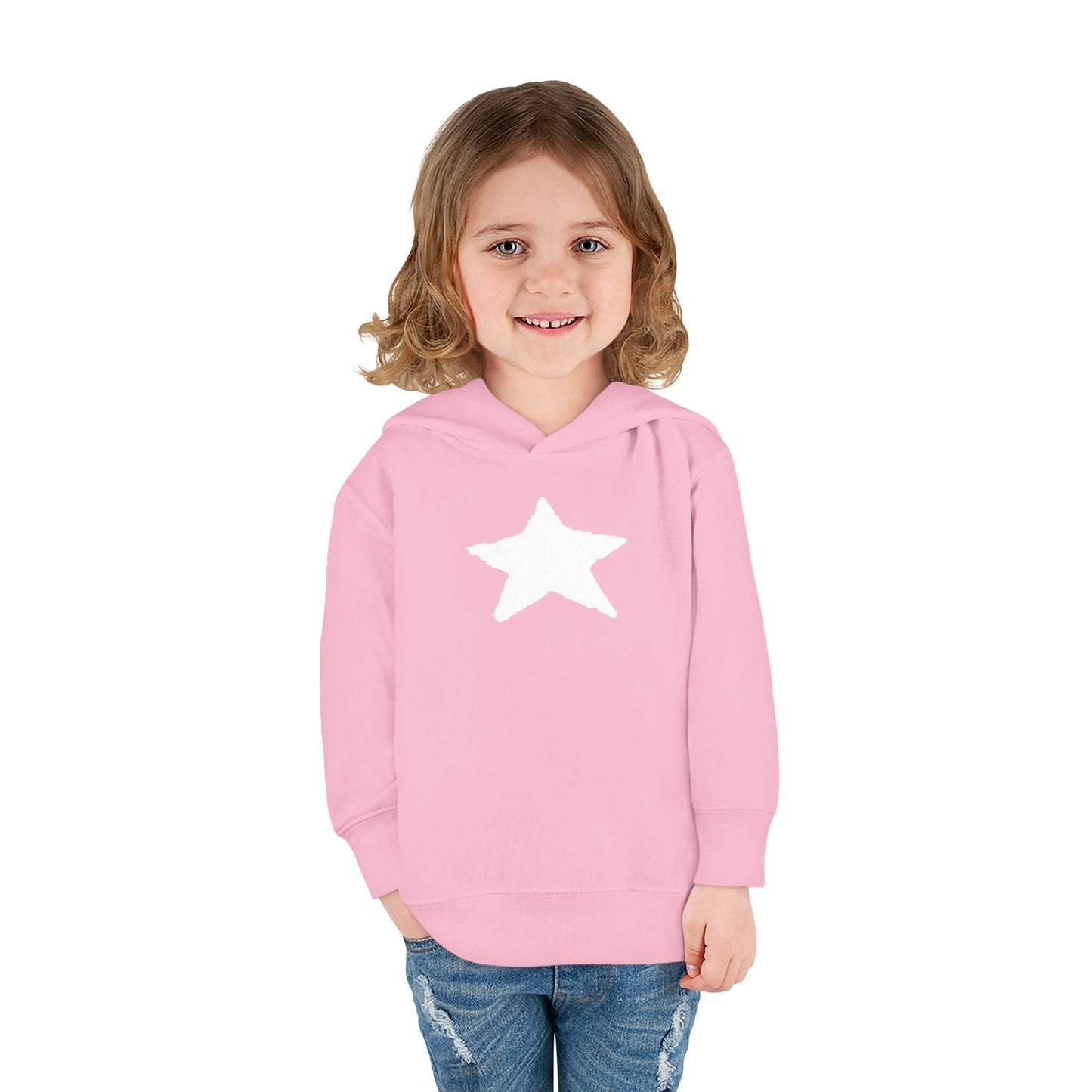 Bright Orange Toddler Fleece Hoodie with Star Design