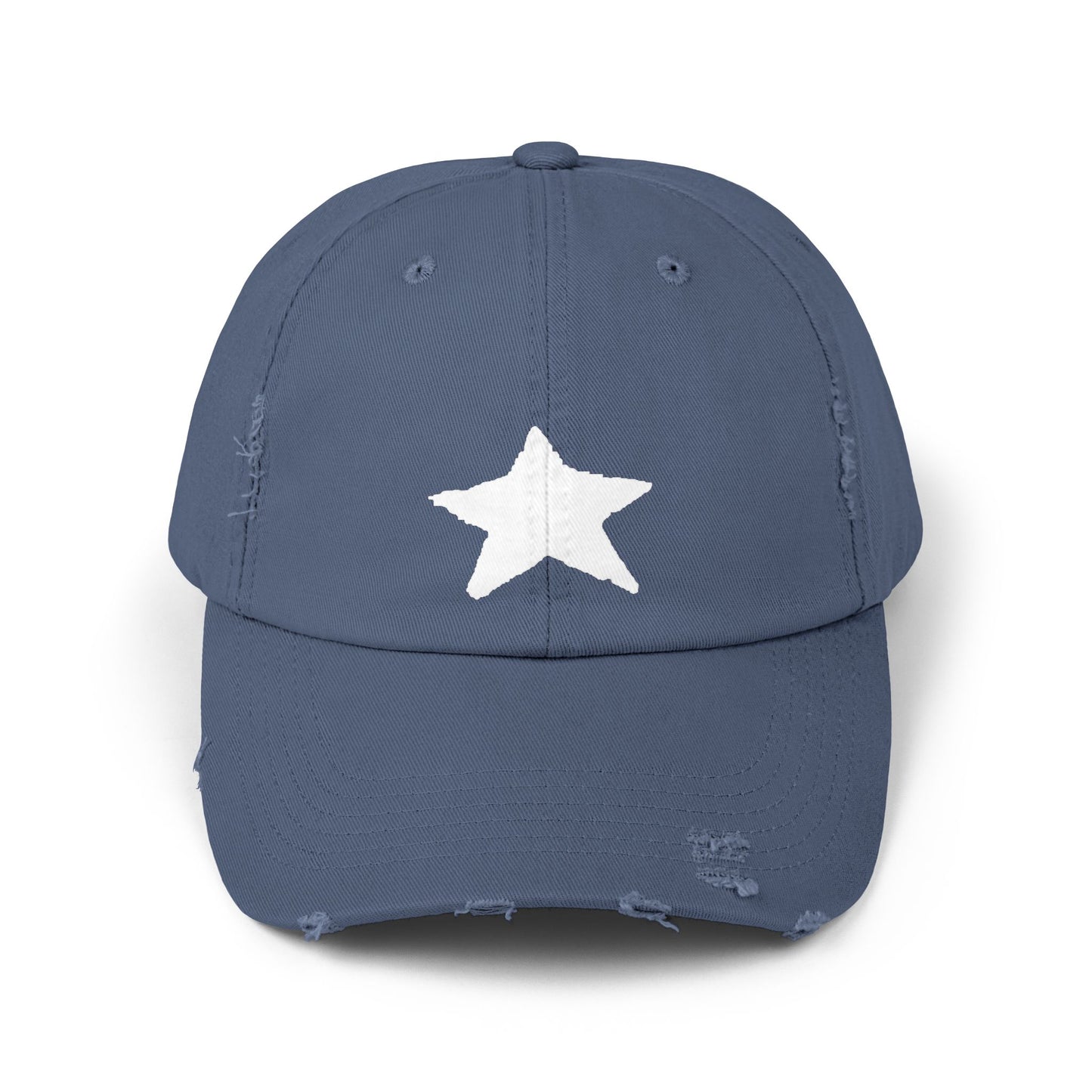 Unisex Distressed Cap with Star Design - Trendy Casual Style
