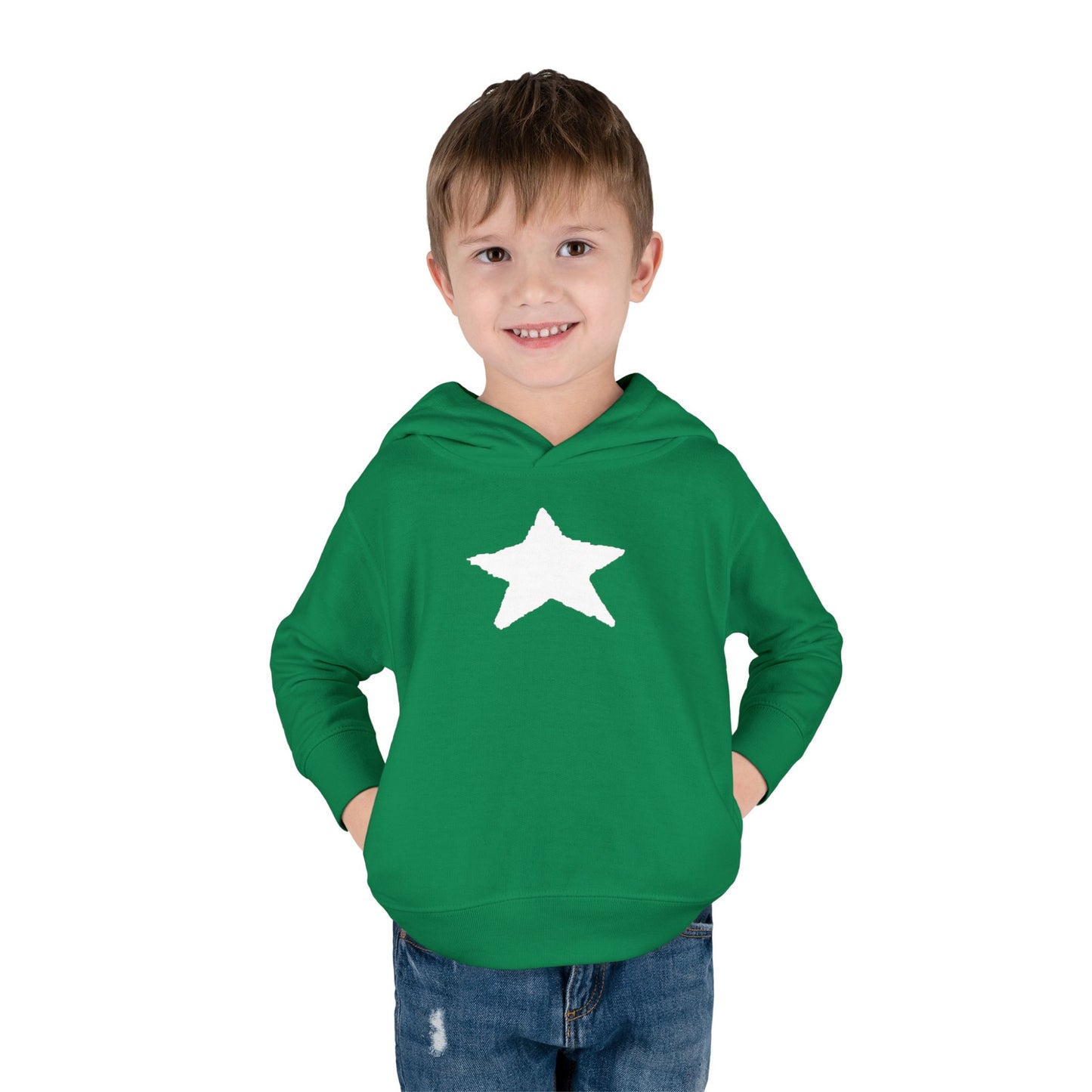 Bright Orange Toddler Fleece Hoodie with Star Design