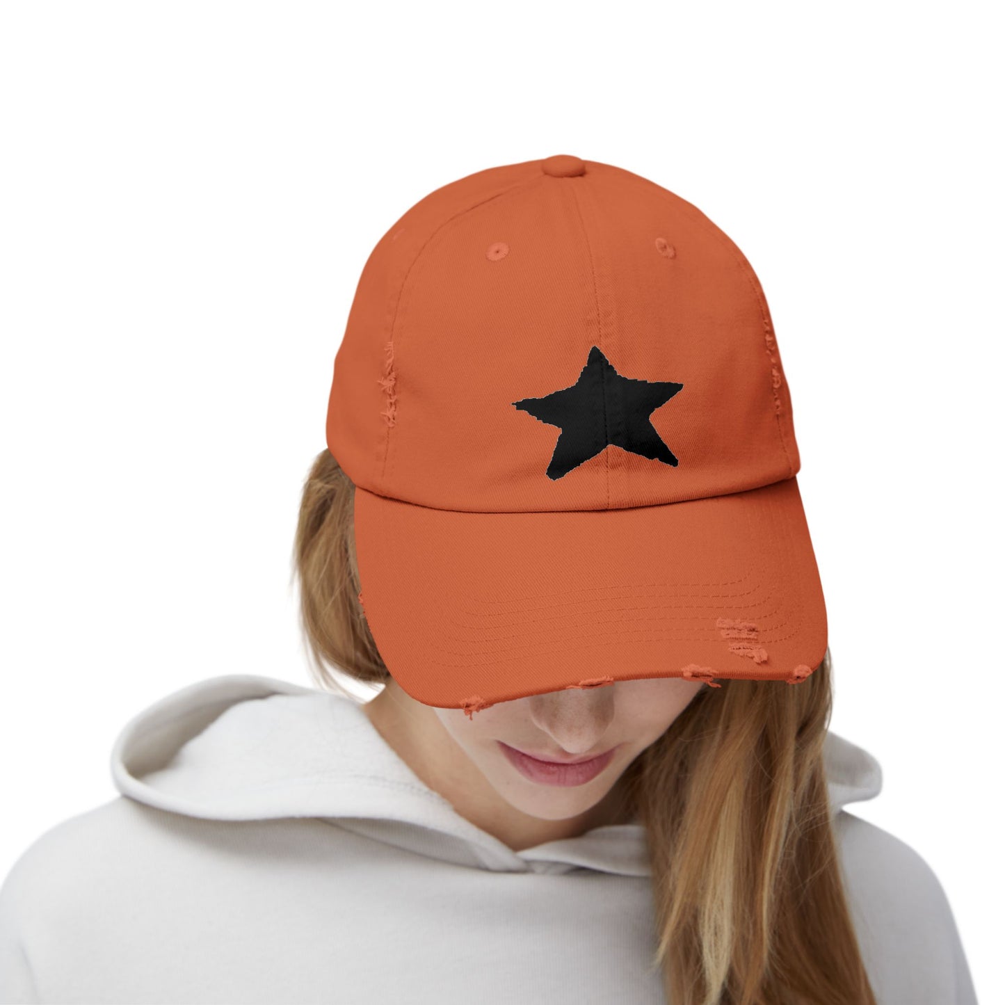Distressed Cap - Vintage Style Star Print Adjustable Twill Dad Hat