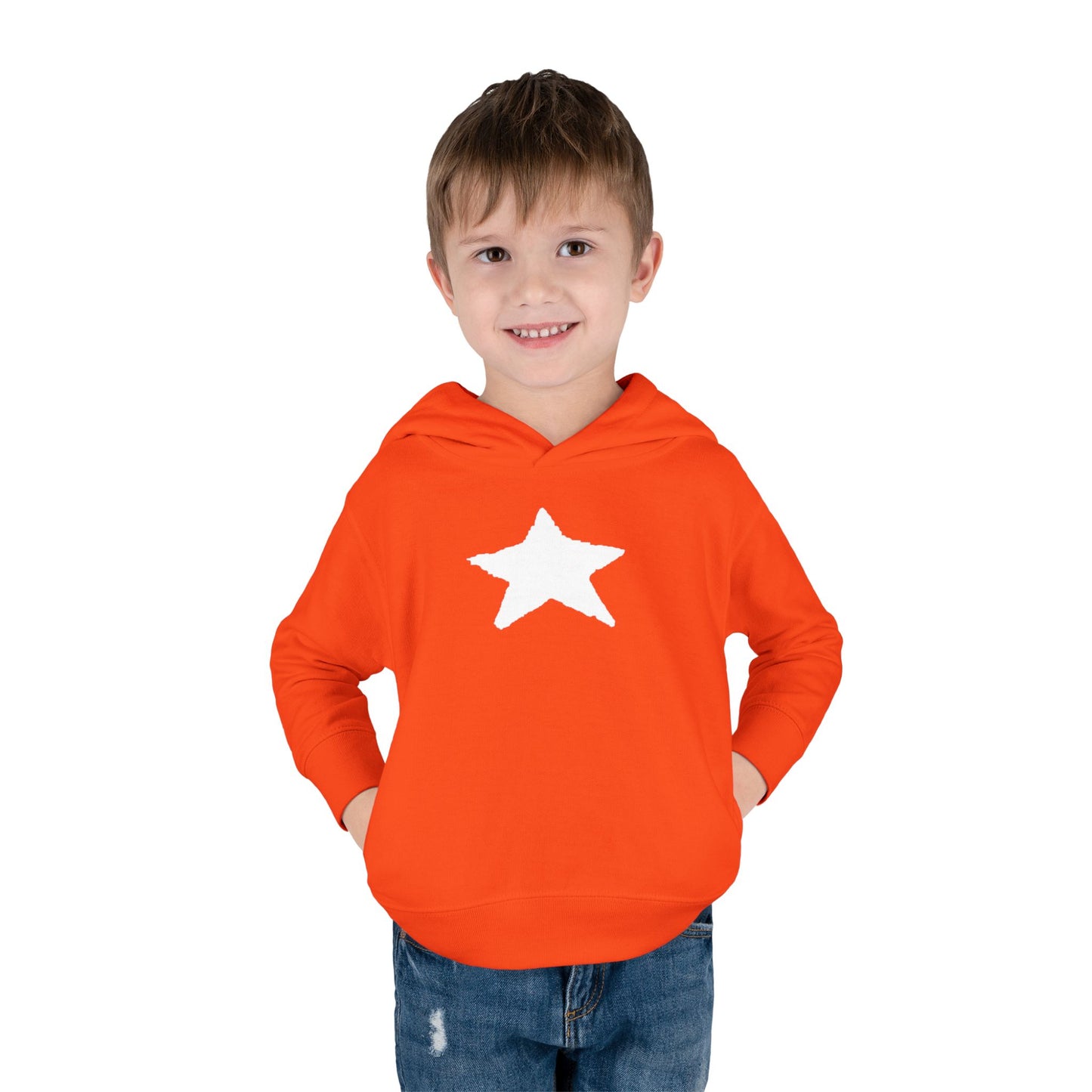 Bright Orange Toddler Fleece Hoodie with Star Design
