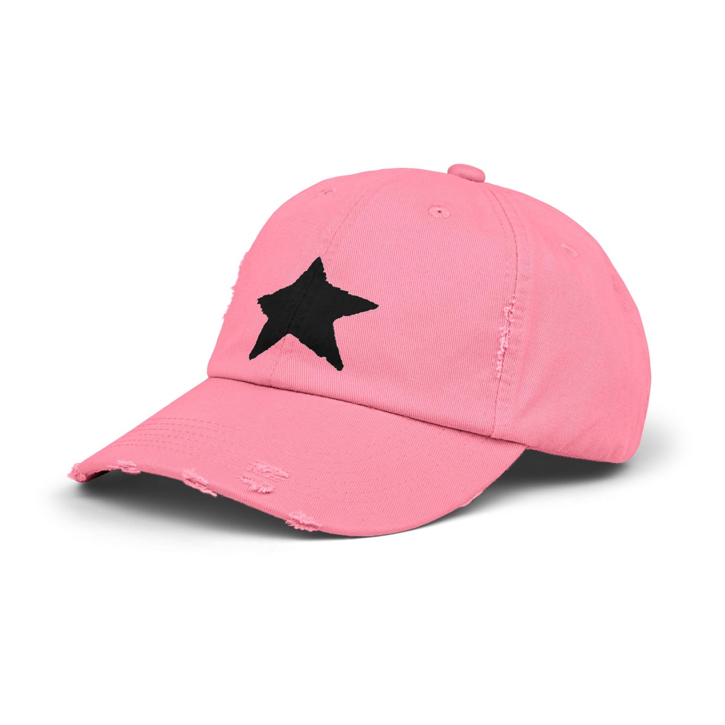 Distressed Cap - Vintage Style Star Print Adjustable Twill Dad Hat