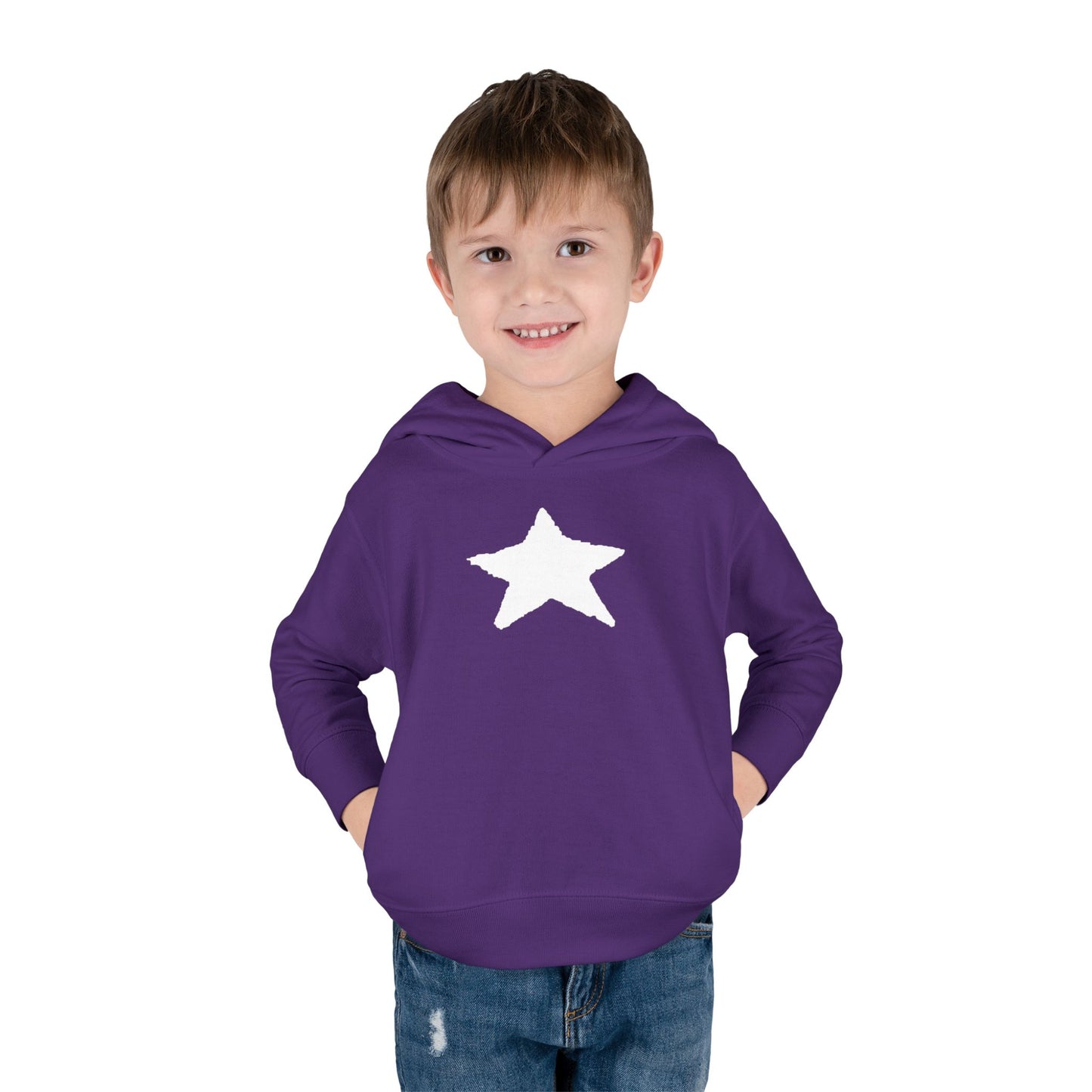 Bright Orange Toddler Fleece Hoodie with Star Design