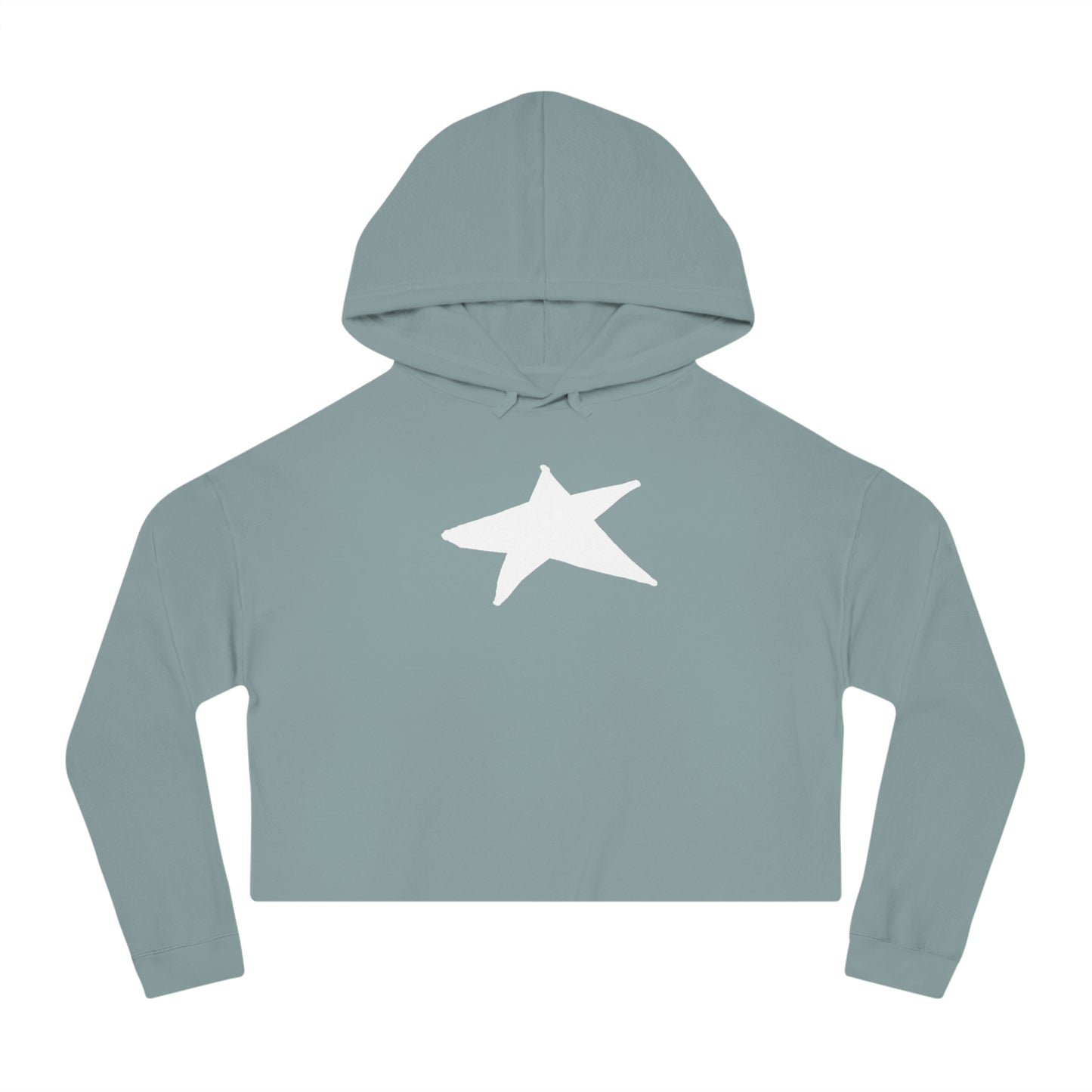 Chic Star-Embroidered Cropped Hoodie — Women's 80/20 Cotton-Poly