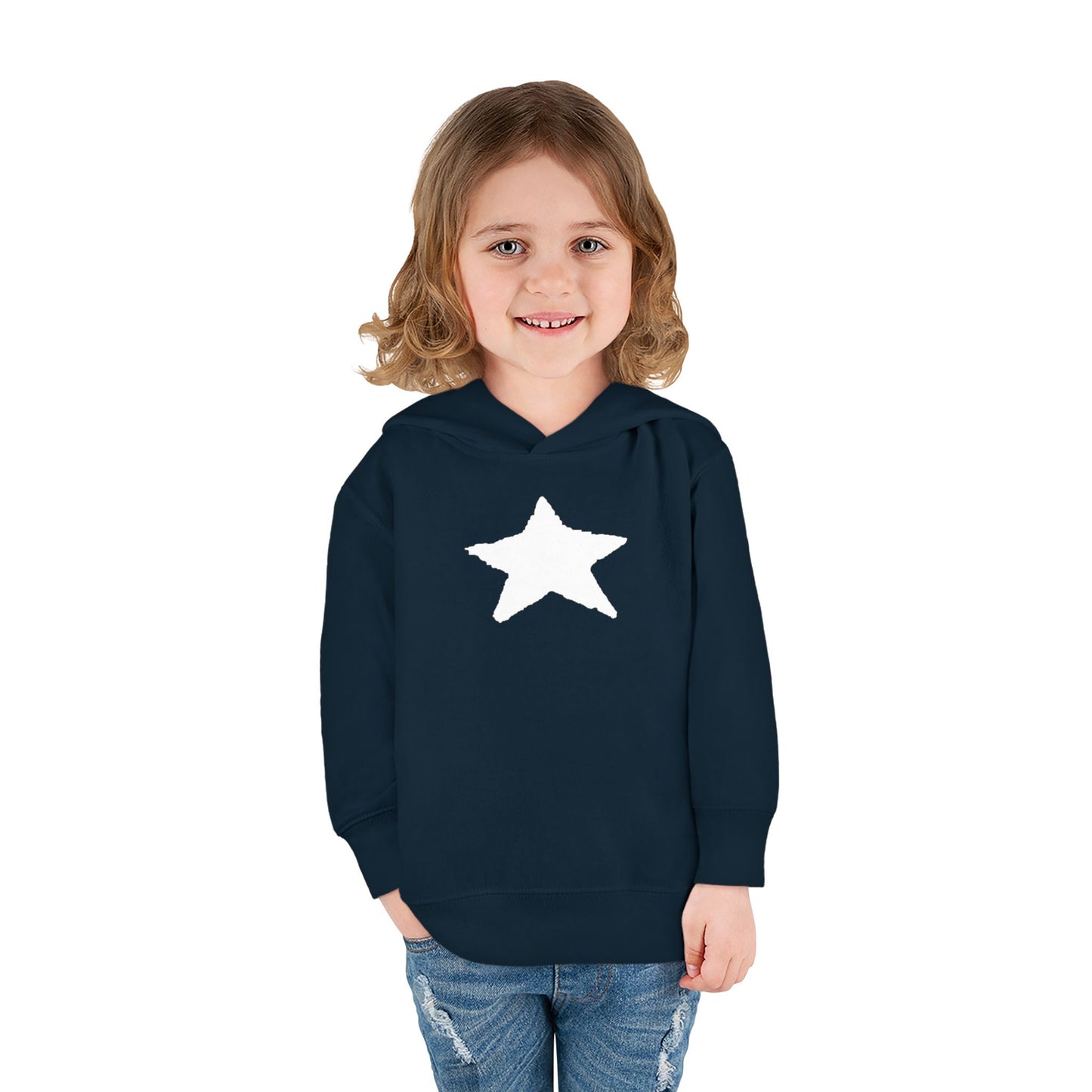 Bright Orange Toddler Fleece Hoodie with Star Design