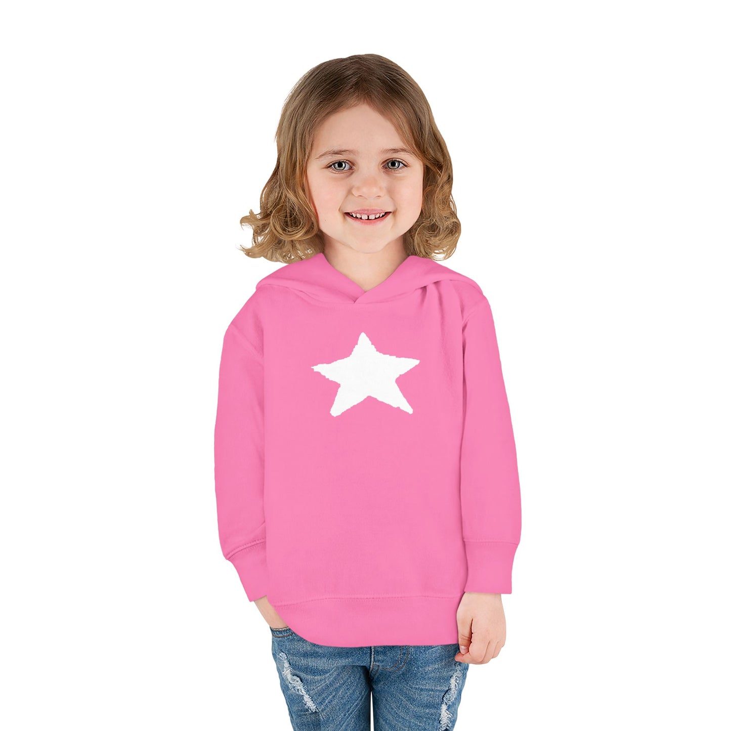 Bright Orange Toddler Fleece Hoodie with Star Design