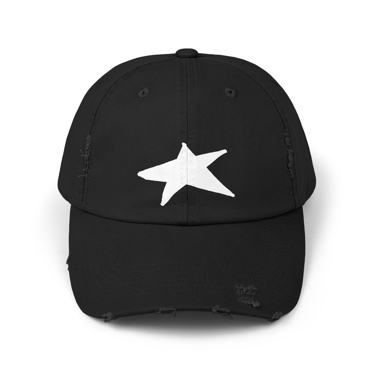 Unisex Distressed Cap with Star Design - Trendy & Comfortable Hat for Everyday Style