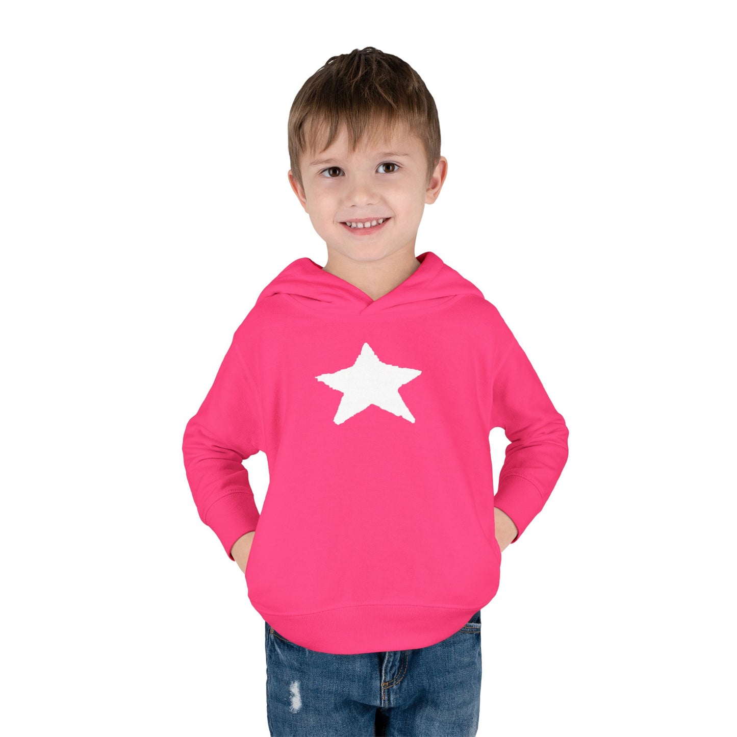 Bright Orange Toddler Fleece Hoodie with Star Design