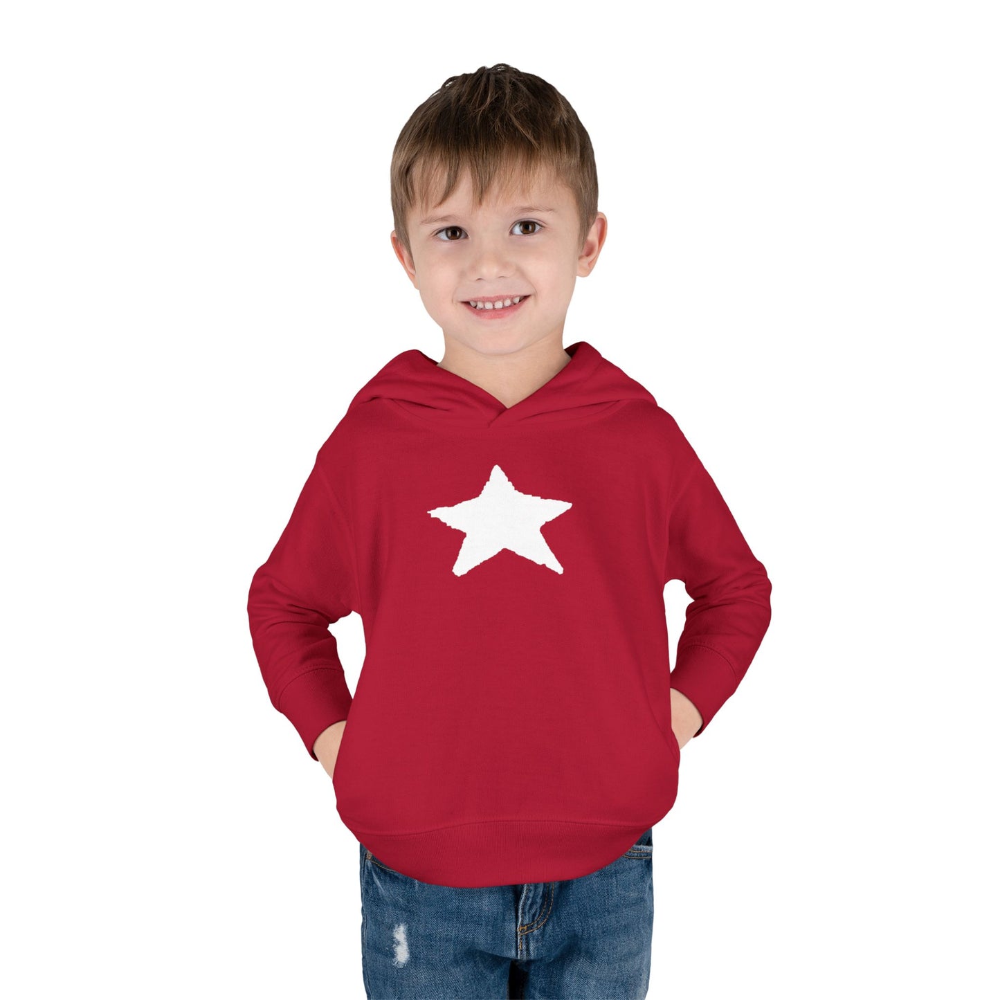 Bright Orange Toddler Fleece Hoodie with Star Design