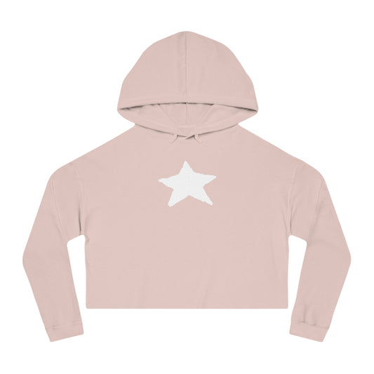 Chic Star Print Cropped Hoodie — Women's Lightweight 80/20 Cropped Sweatshirt