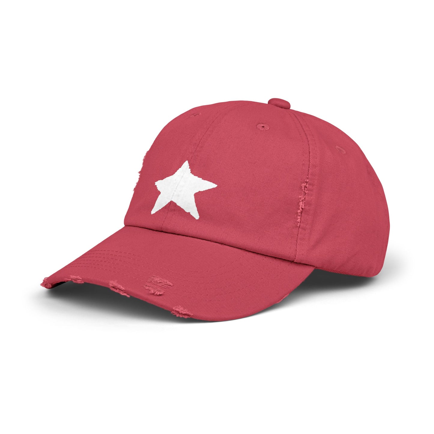 Unisex Distressed Cap with Star Design - Trendy Casual Style